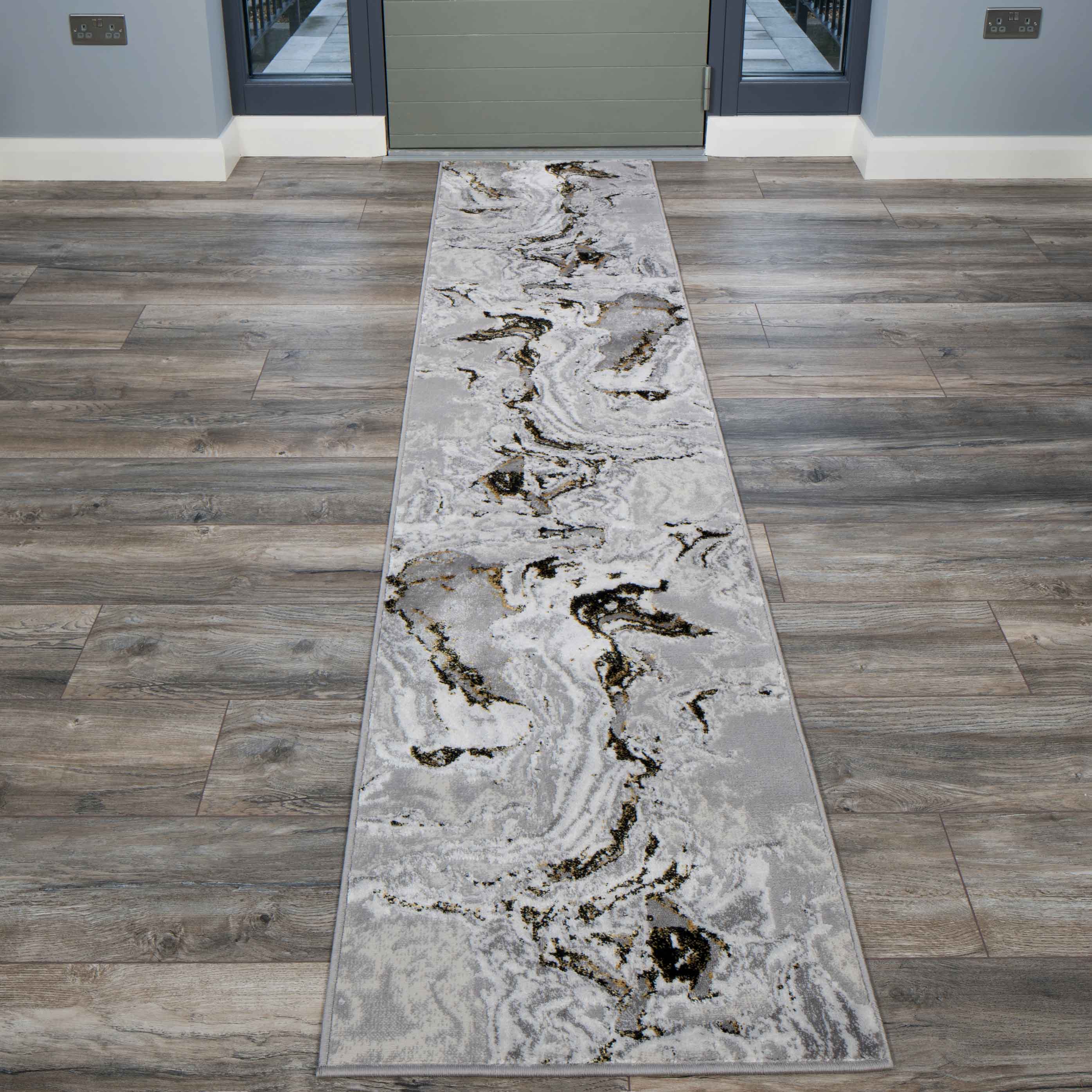 Gold Abstract Swirl Pattern Living Room Rugs - Marble - Image 7