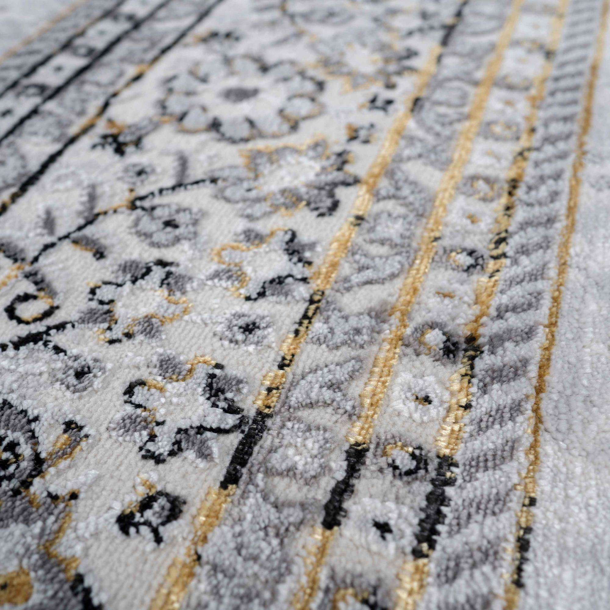 Gold Traditional Distressed Living Room Rug - Victoria - Image 4