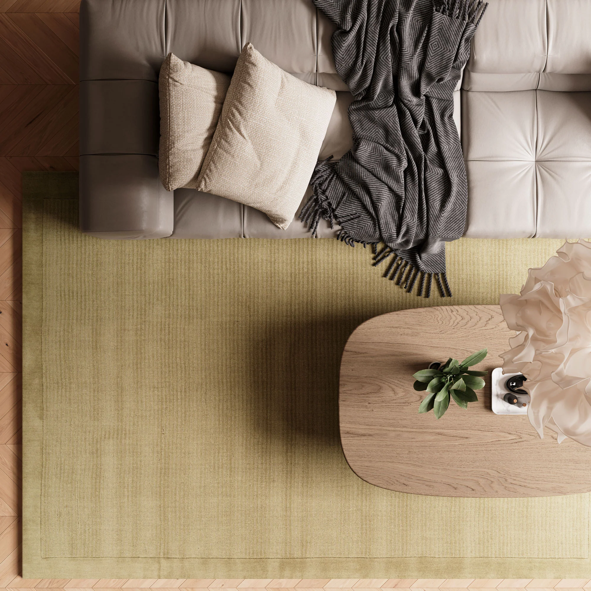Green Bordered Wool Rug - Olann Green - Image 2