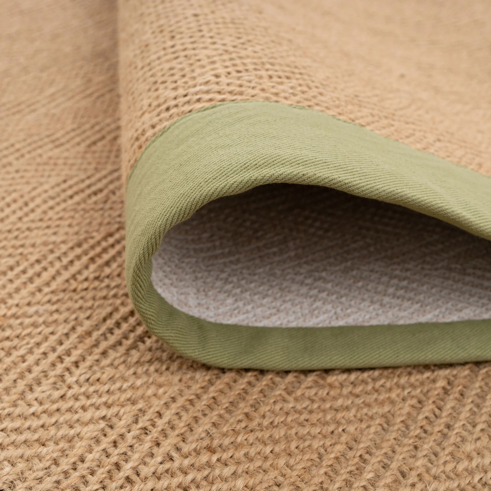 Green Cotton Border Natural Jute Area Rug - Image 10