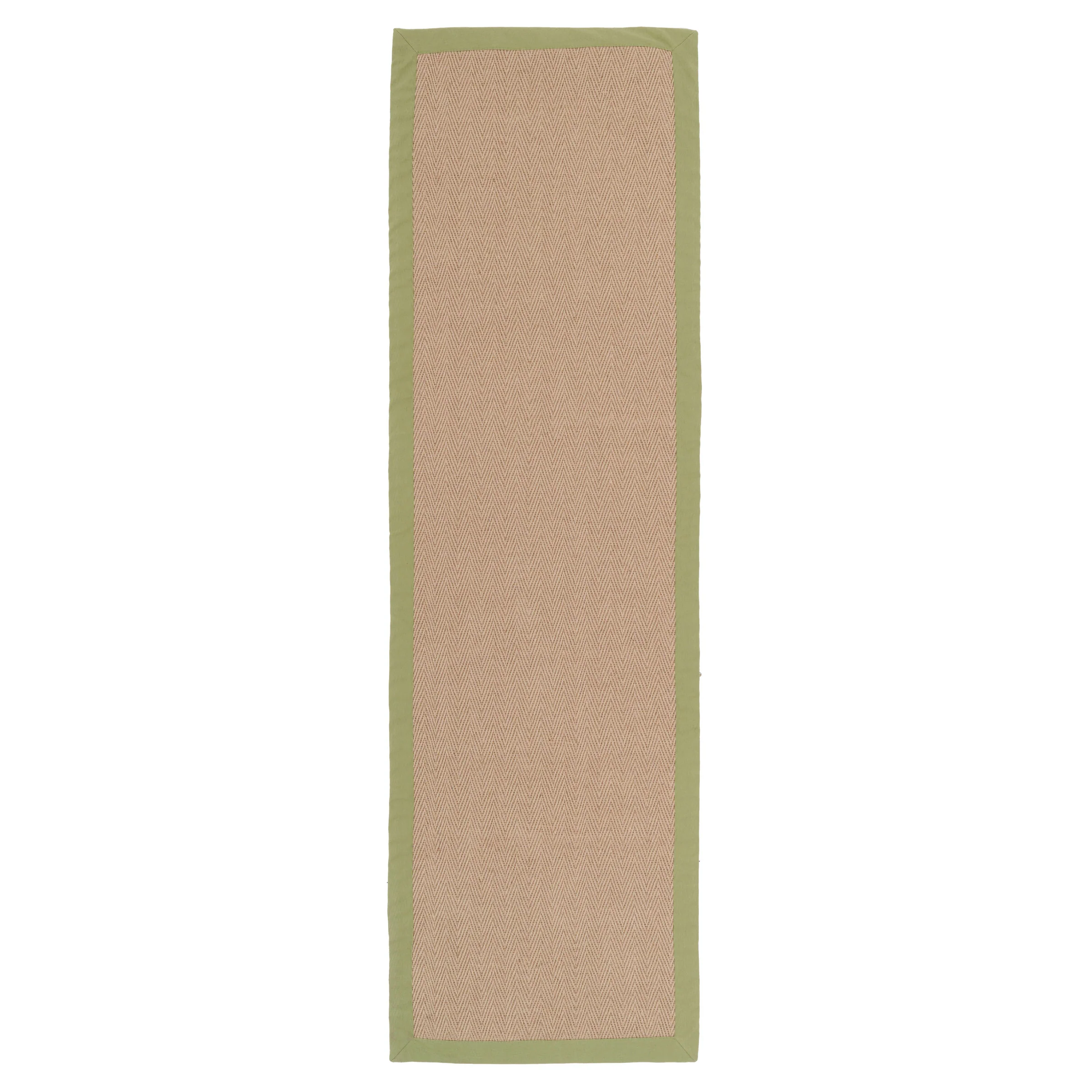 Green Cotton Border Natural Jute Hallway Runner Rug