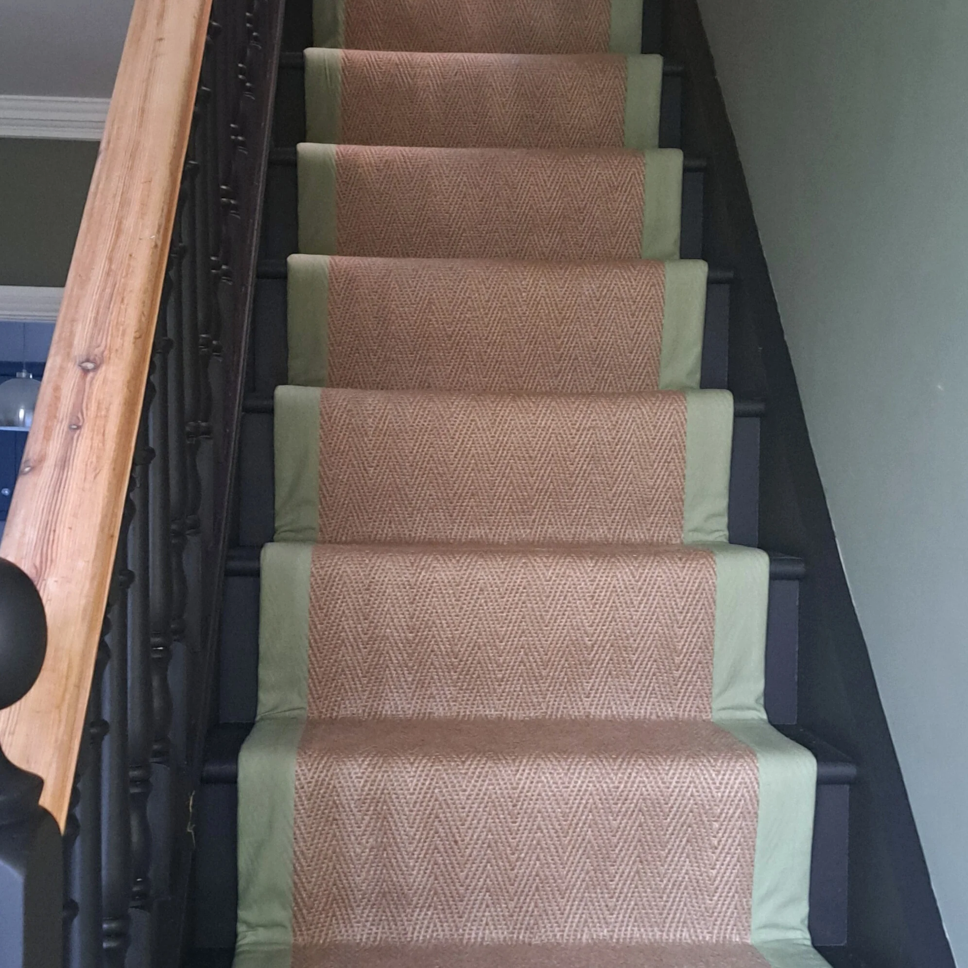 Green Jute Border Stair Carpet Runner - Juliette Green - Image 3