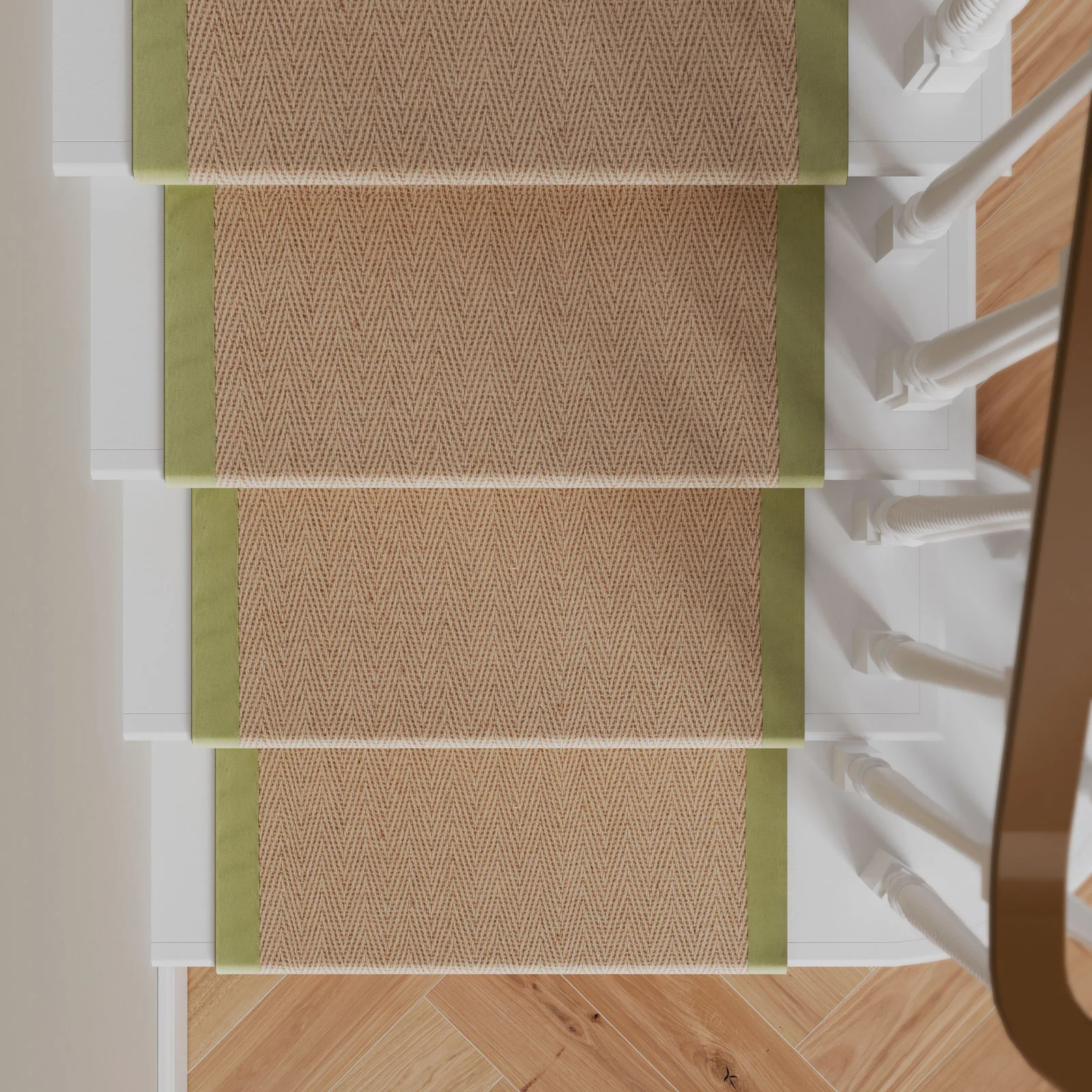 Green Jute Border Stair Carpet Runner - Juliette Green - Image 4