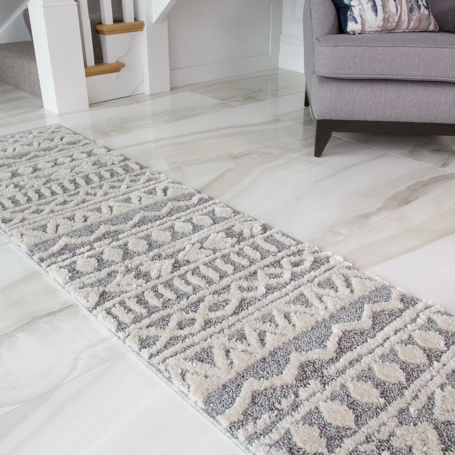 Grey Cream Aztec Scandi Rug - Fable - Image 10