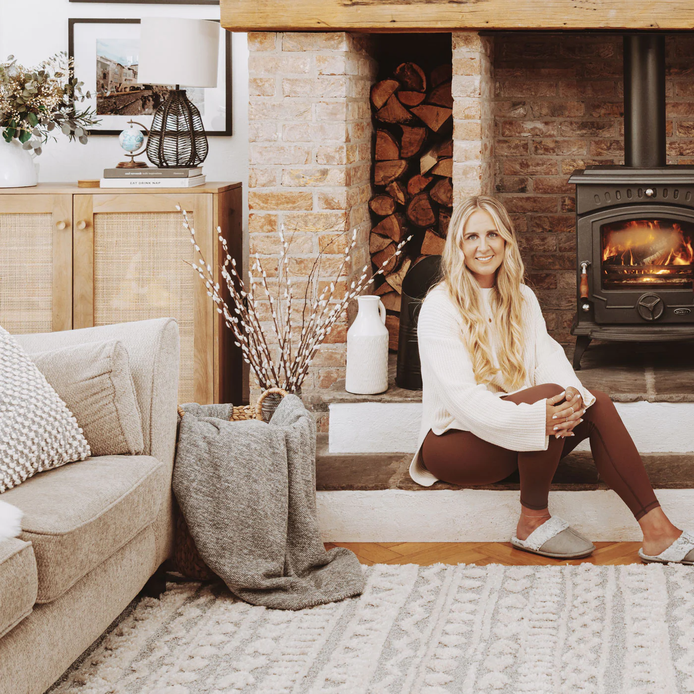 Grey Cream Aztec Scandi Rug - Fable - Image 2