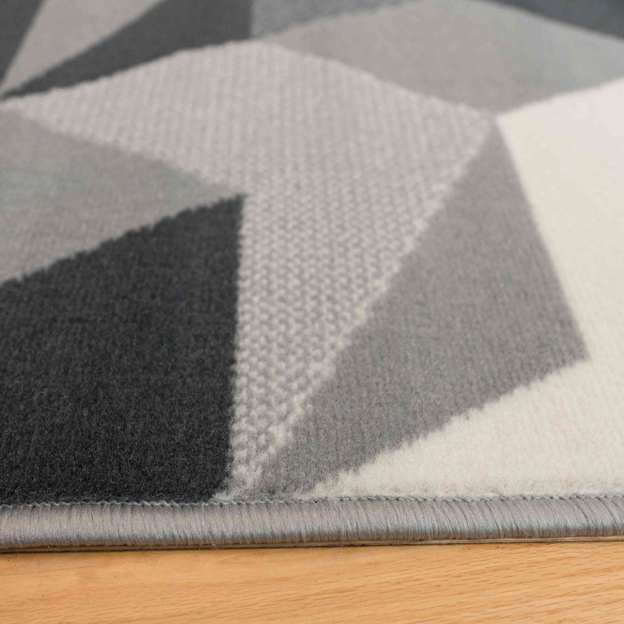 Grey Modern Geometric Living Room Rug - Image 4