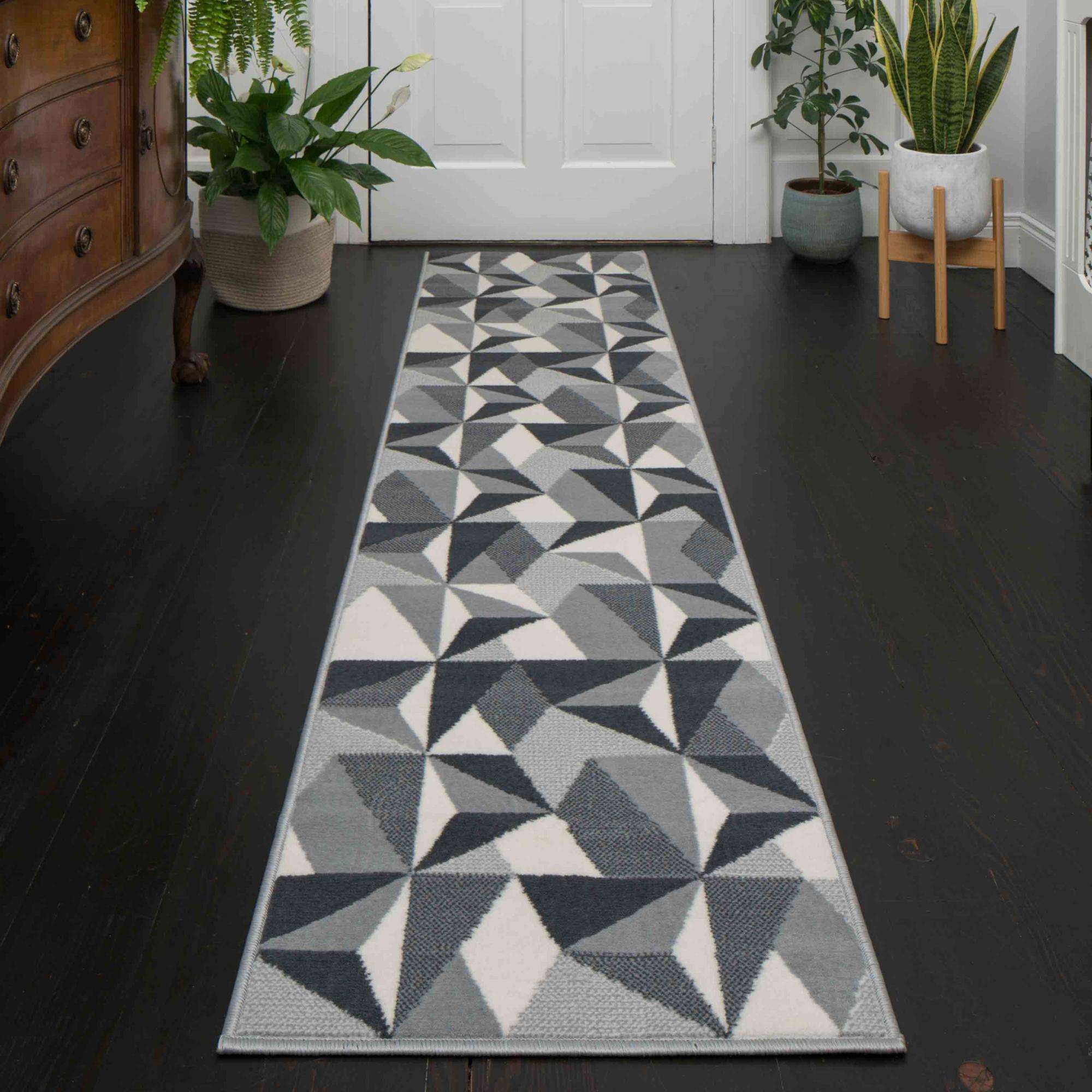 Grey Modern Geometric Living Room Rug - Image 6