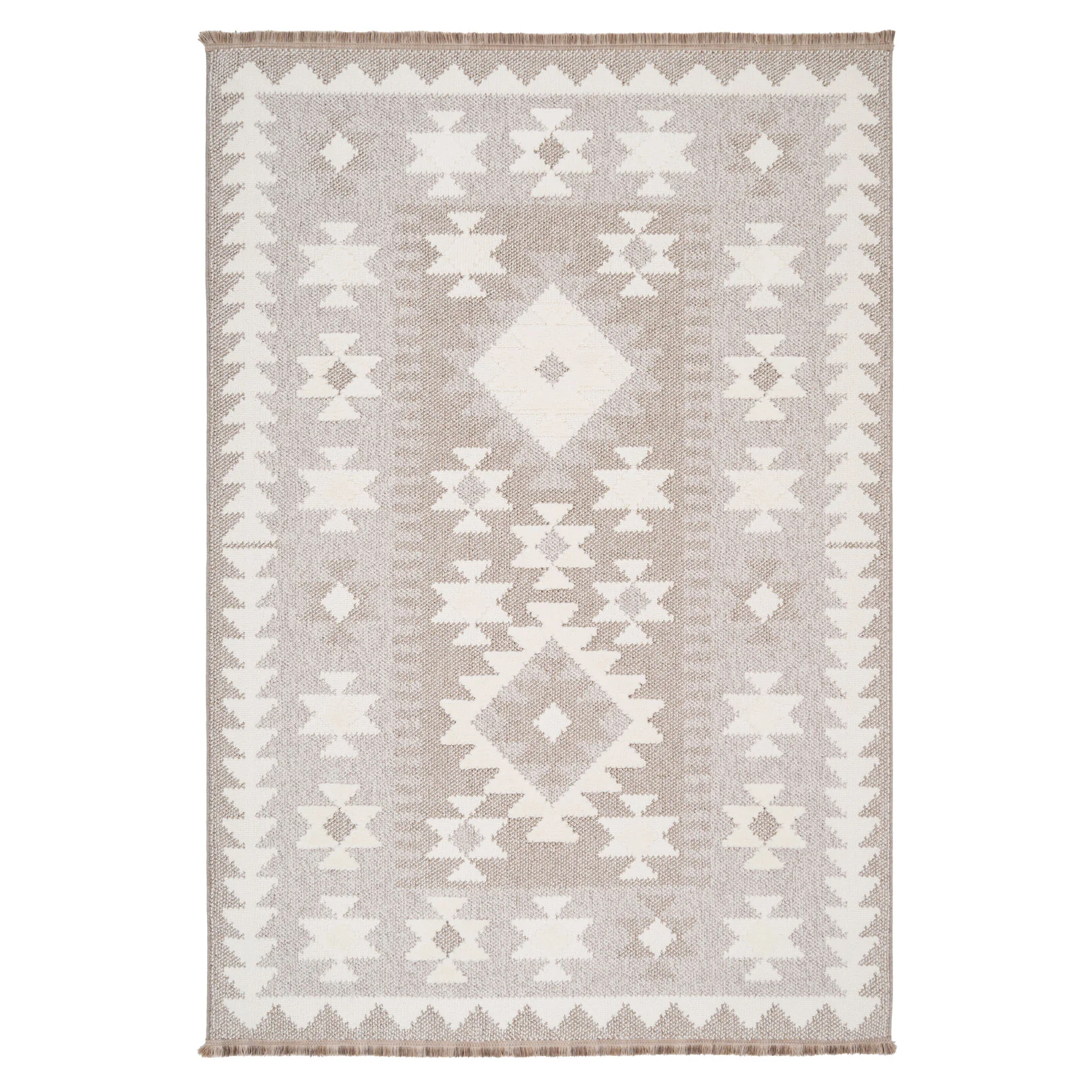 Grey Scandi Tribal Motif Rug - Bea