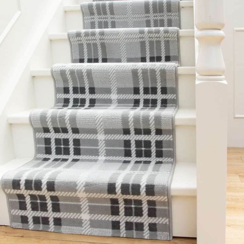 Grey Tartan Print Stair Carpet Runner - Cut to Measure - Image 2