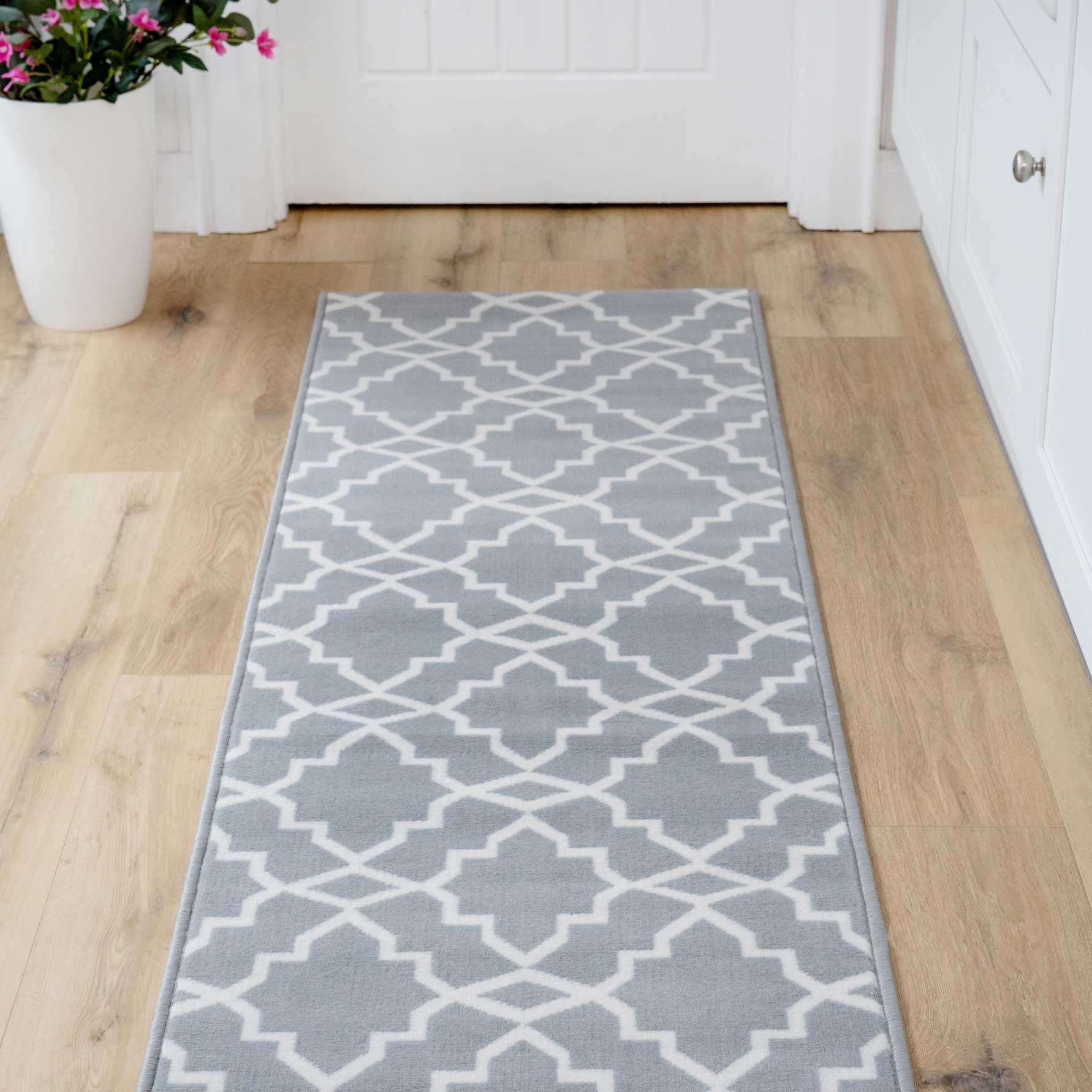 Grey Trellis Hallway Runner Rug - Image 3