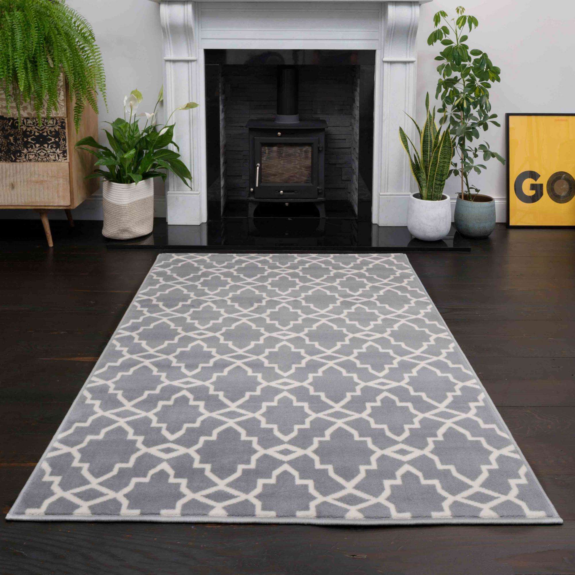 Grey Trellis Hallway Runner Rug - Image 6