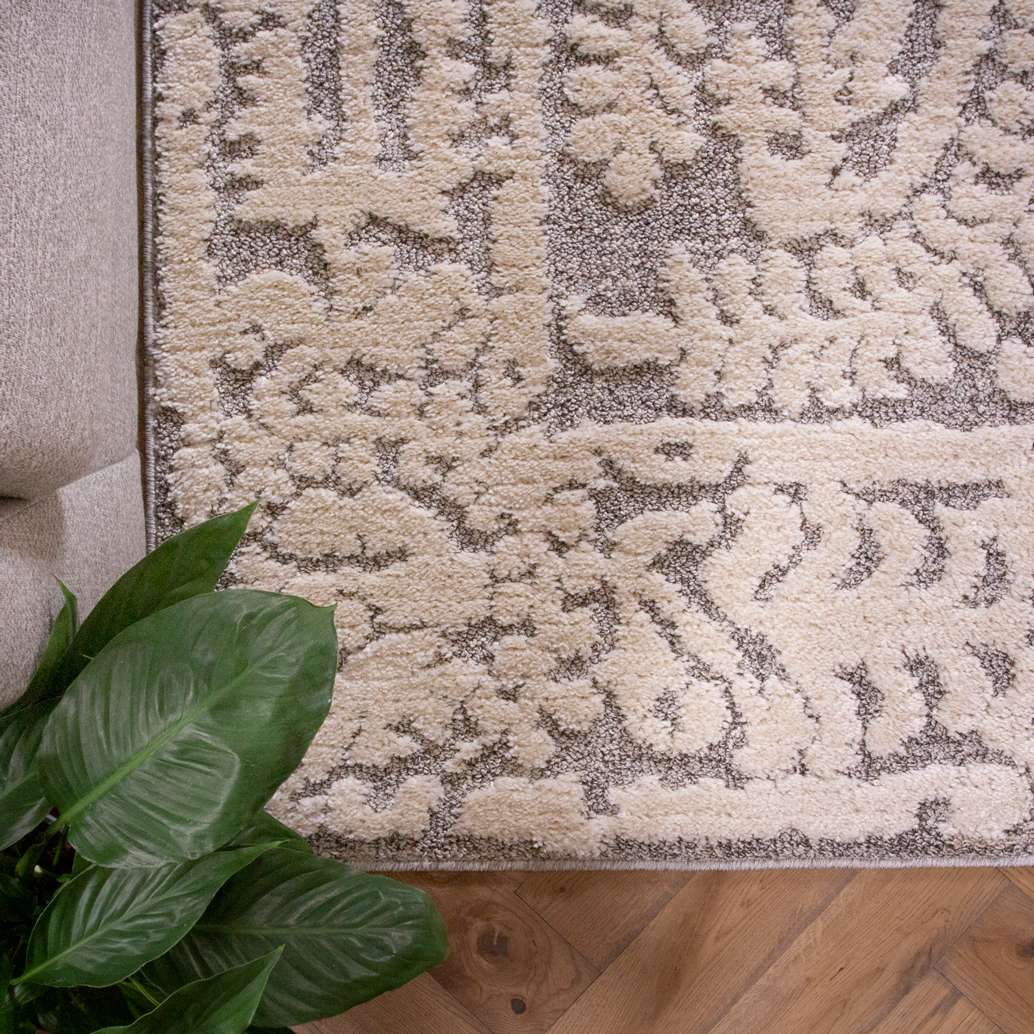 Grey White Textured Damask Scandi Rug - Image 6