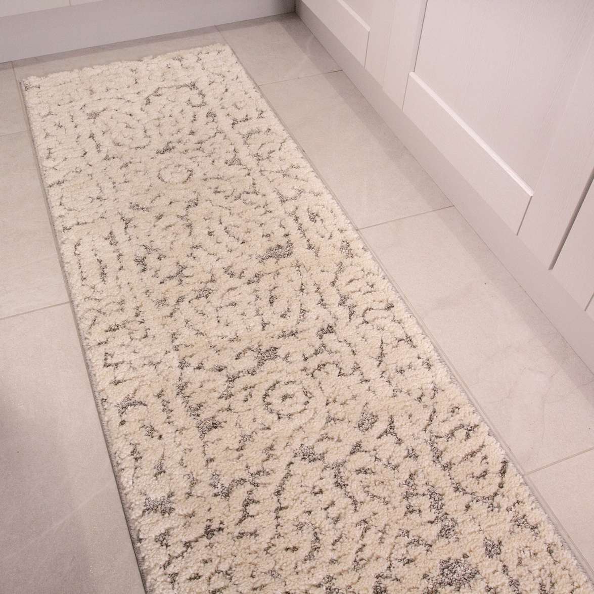 Grey White Textured Damask Scandi Rug - Image 7