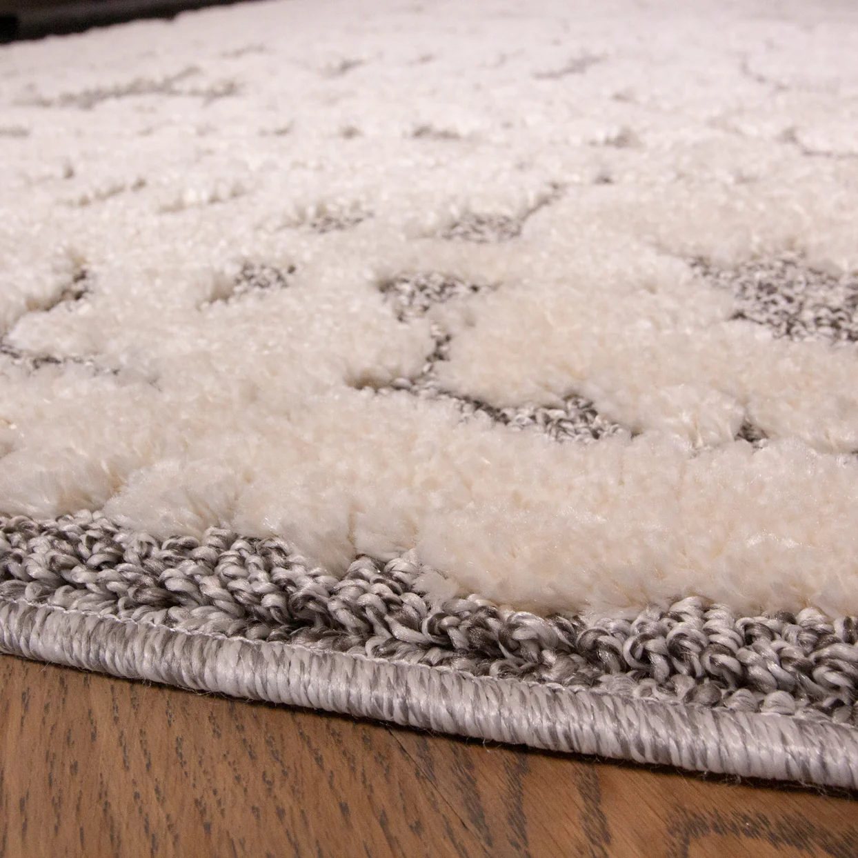 Grey White Textured Floral Rug - Image 4