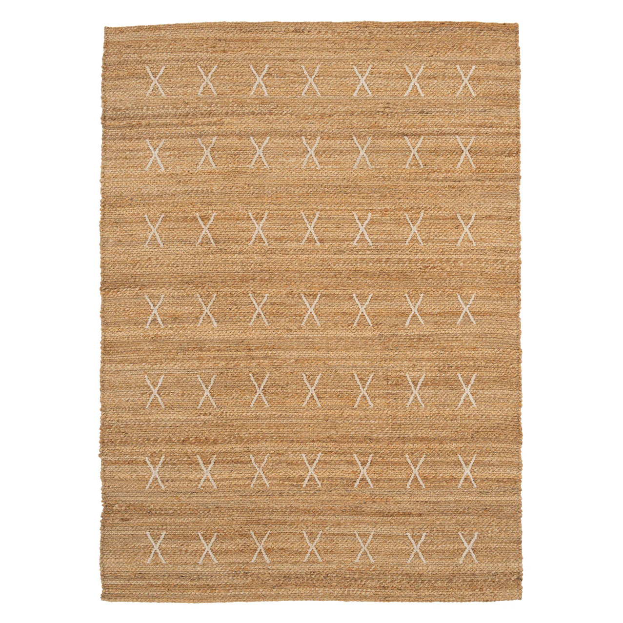 Handwoven Brown Jute Cross Stitch Rug - Callie