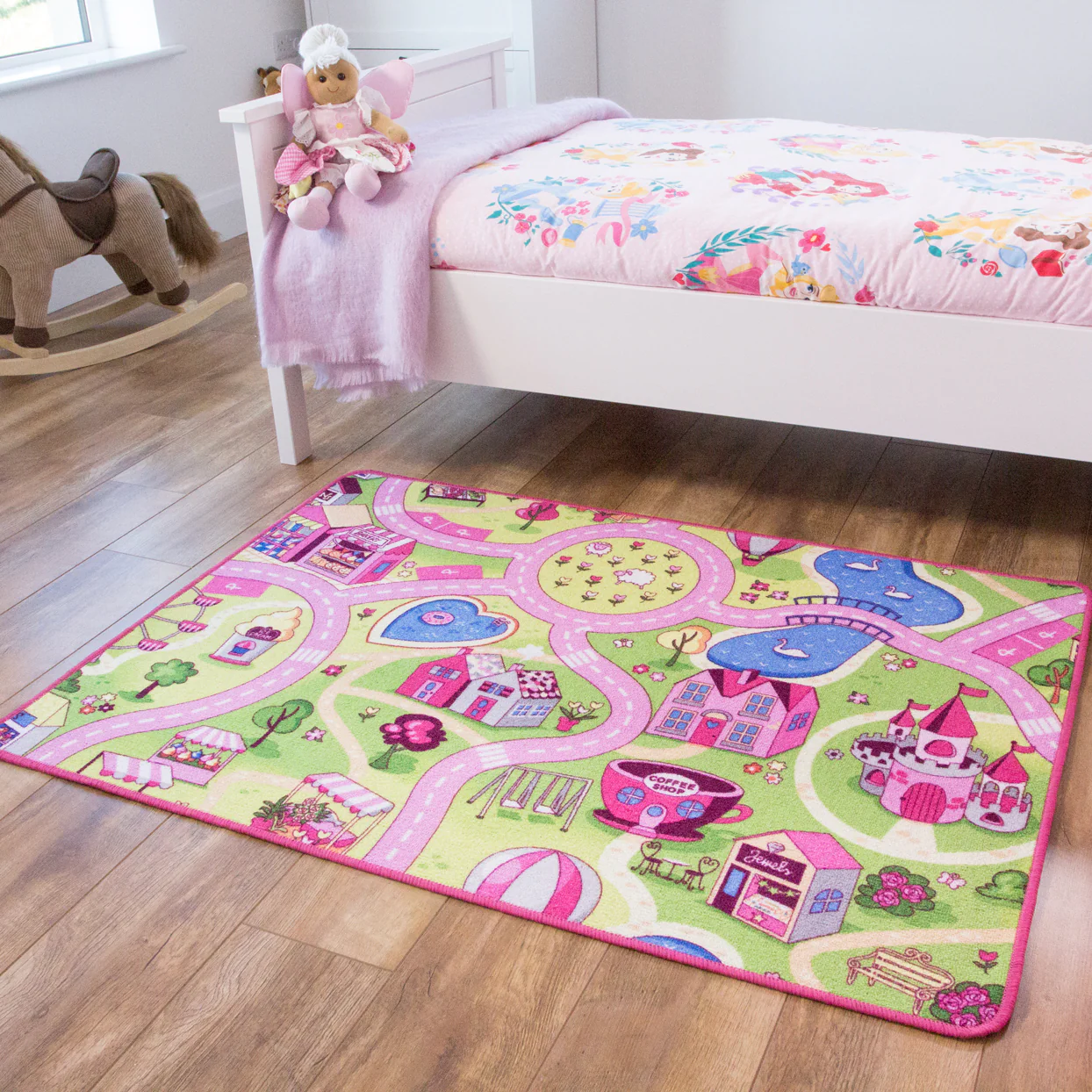Kids Fun Pink Funfair Play Rug - Image 4