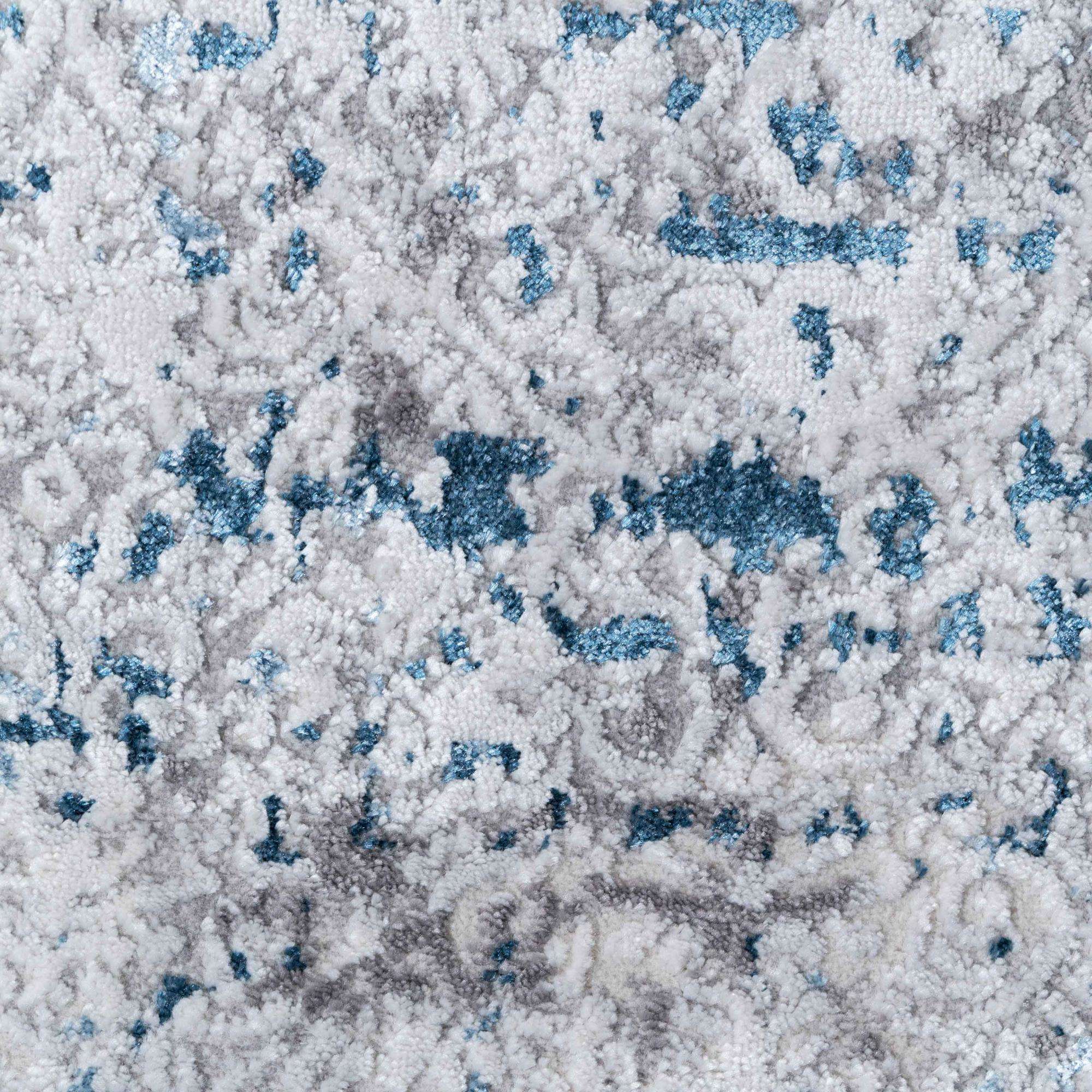 Modern Abstract Distressed Rugs Blue Grey - Tweed - Image 5