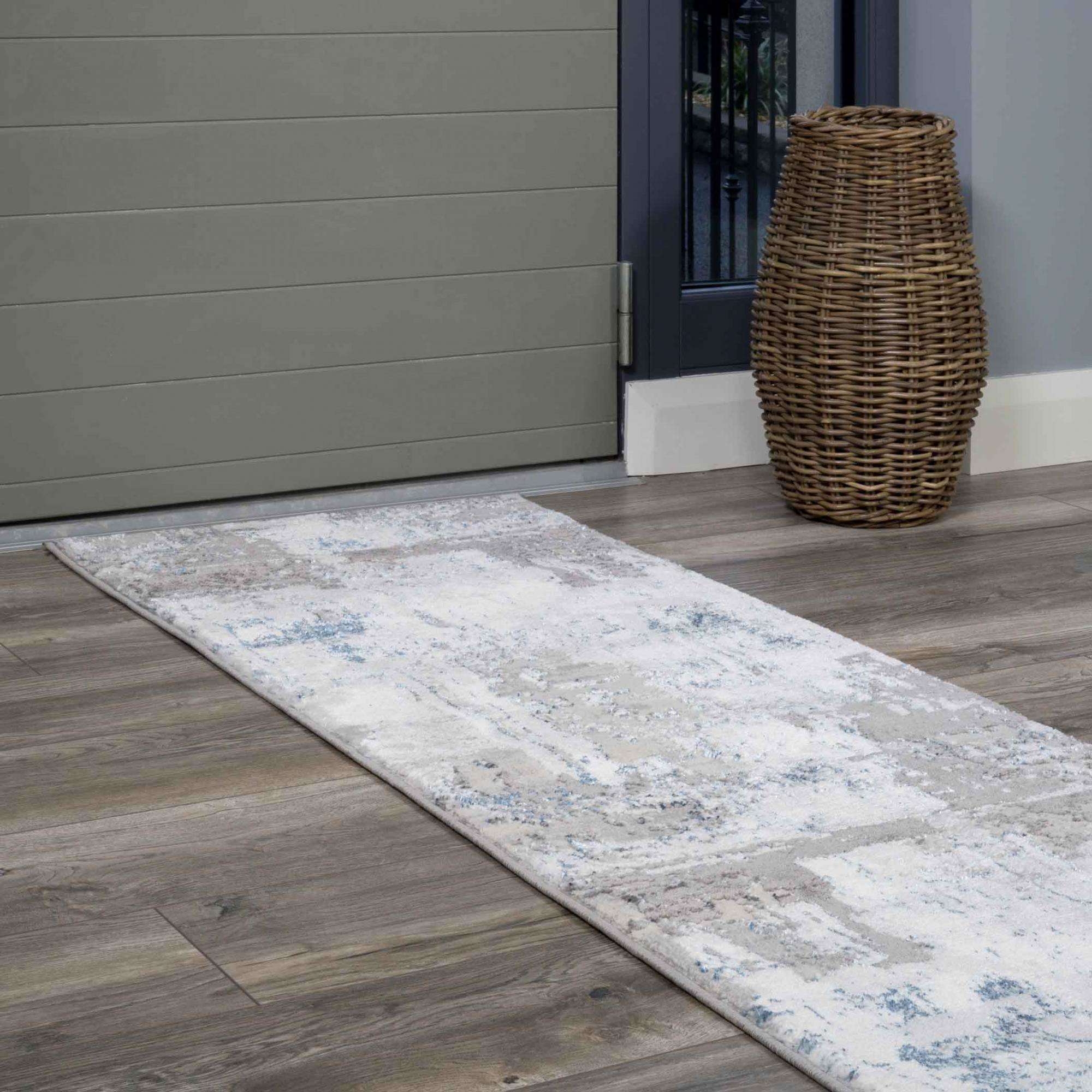 Modern Blue Abstract Distressed Living Room Rugs - Grace - Image 5