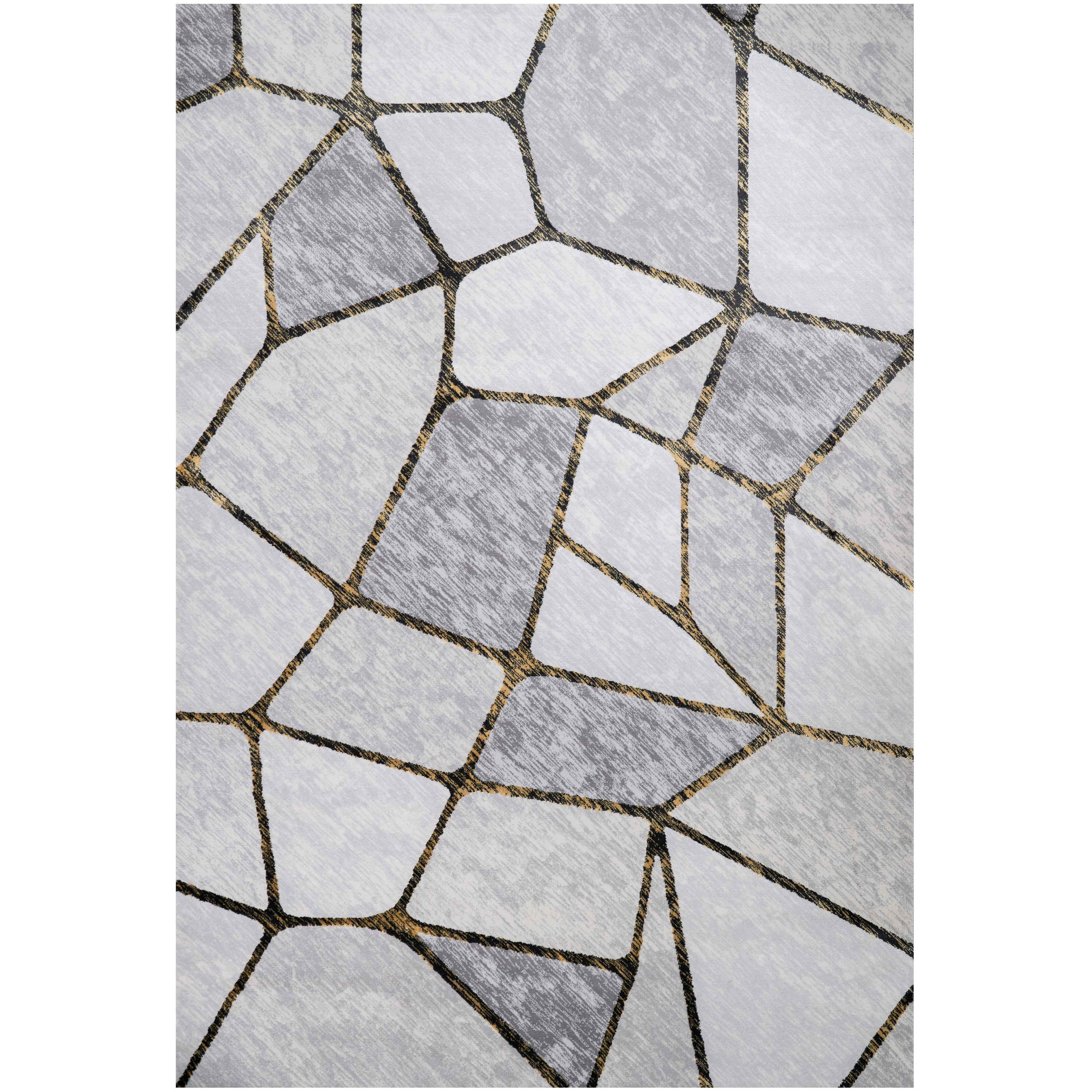Modern Gold Abstract Mosaic Living Room Rugs - Road
