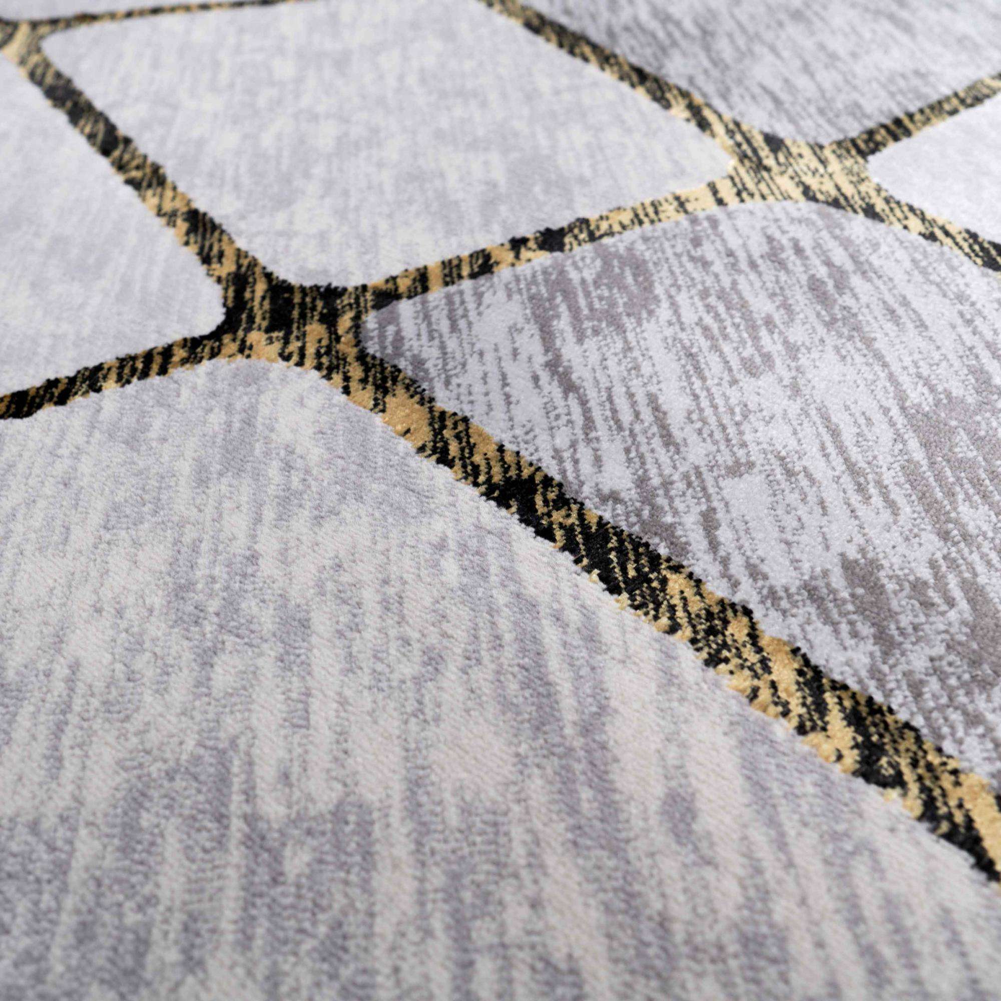 Modern Gold Abstract Mosaic Living Room Rugs - Road - Image 6