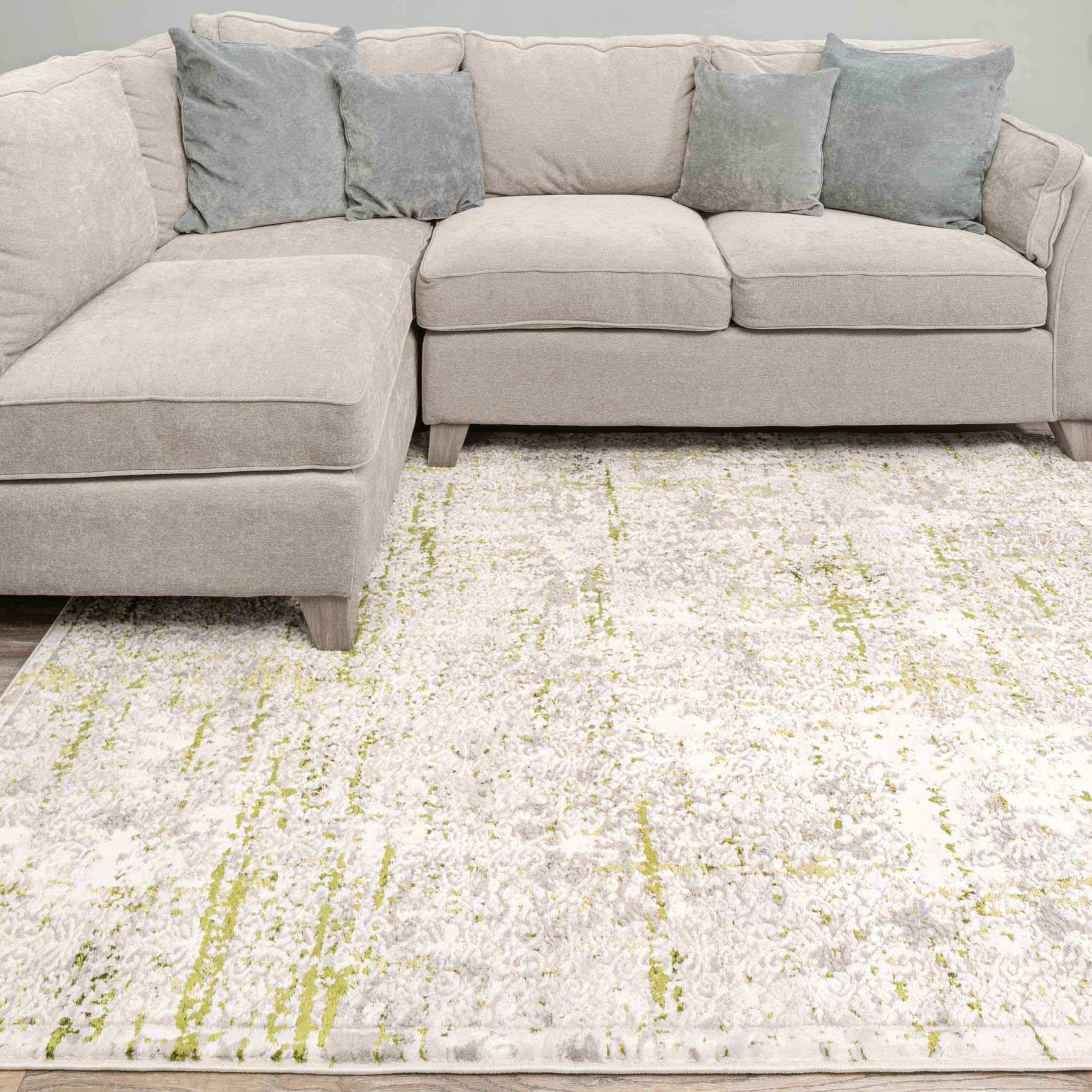 Modern Green Abstract Distressed Rugs - Image 7