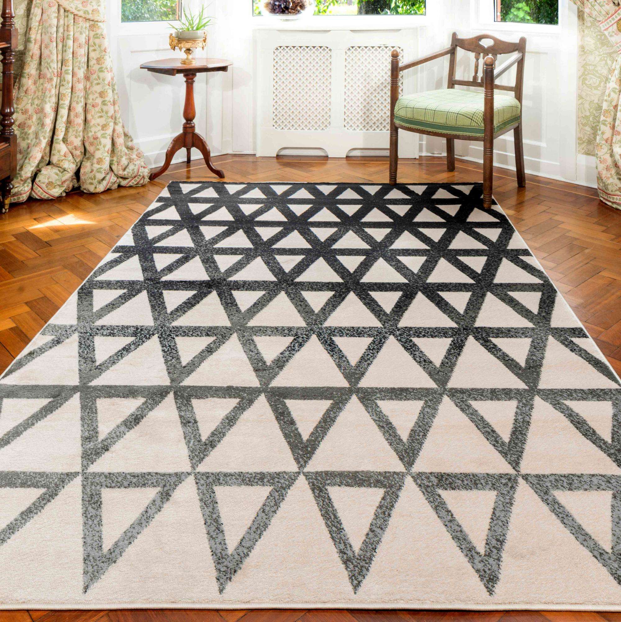 Modern Grey Geometric Triangle Living Room Rug - Powell - Image 5