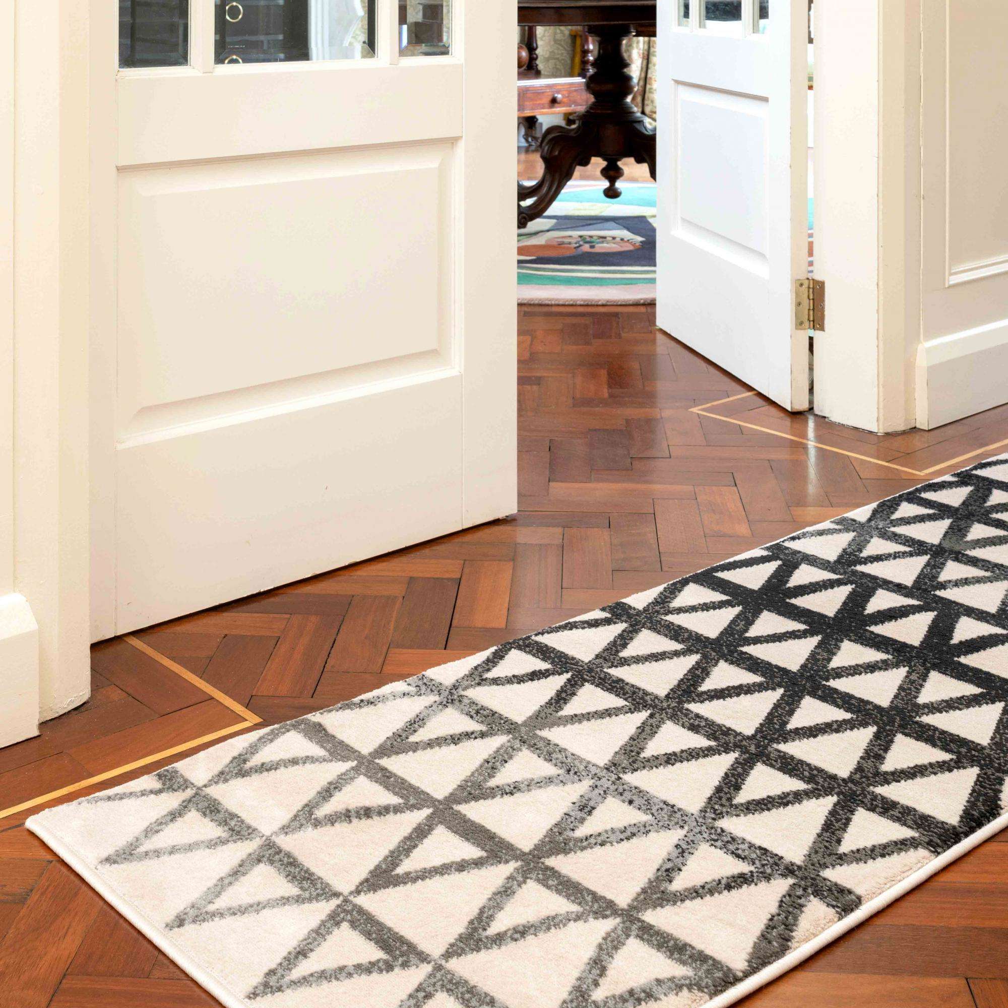 Modern Grey Geometric Triangle Living Room Rug - Powell - Image 6