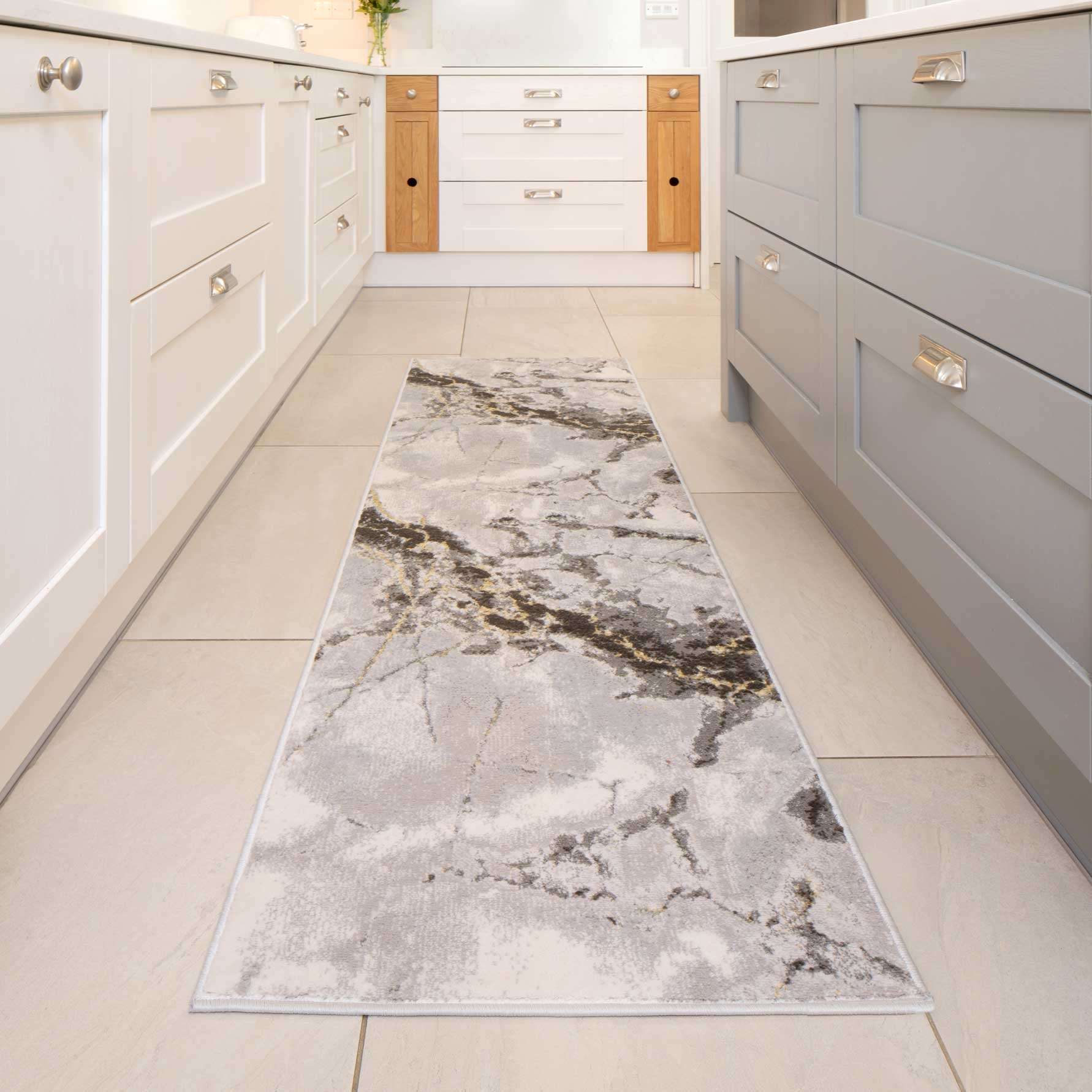 Modern Grey Marble Textured Area Rug - Strike - Image 5