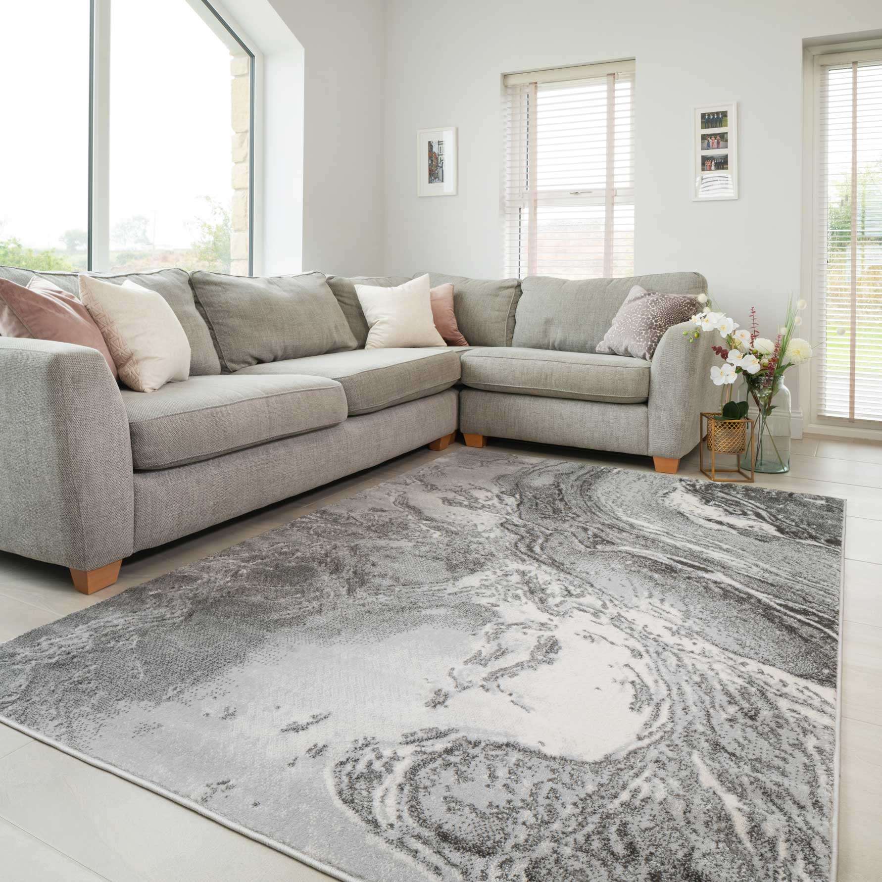 Modern Grey Textured Living Room Rug - Delta - Image 5