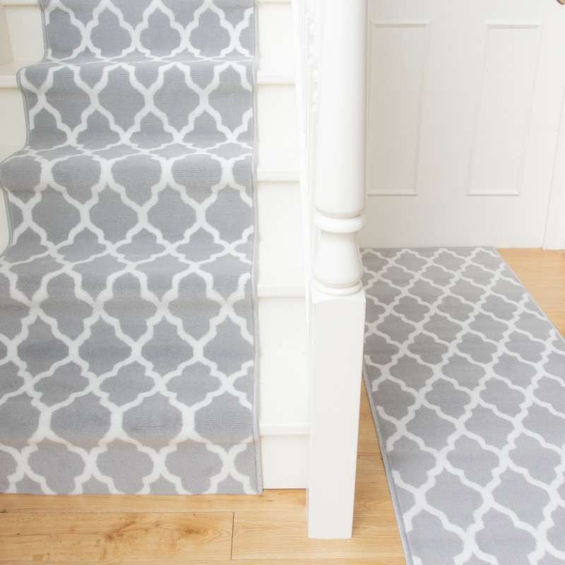 Modern Grey Trellis Stair Carpet Runner - Cut to Measure - Image 2