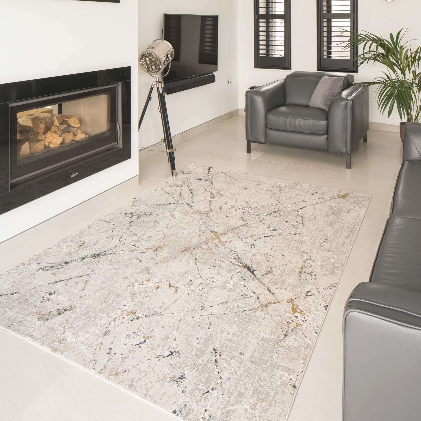 Modern Silver Abstract Living Room Rug - Vincent - Image 6