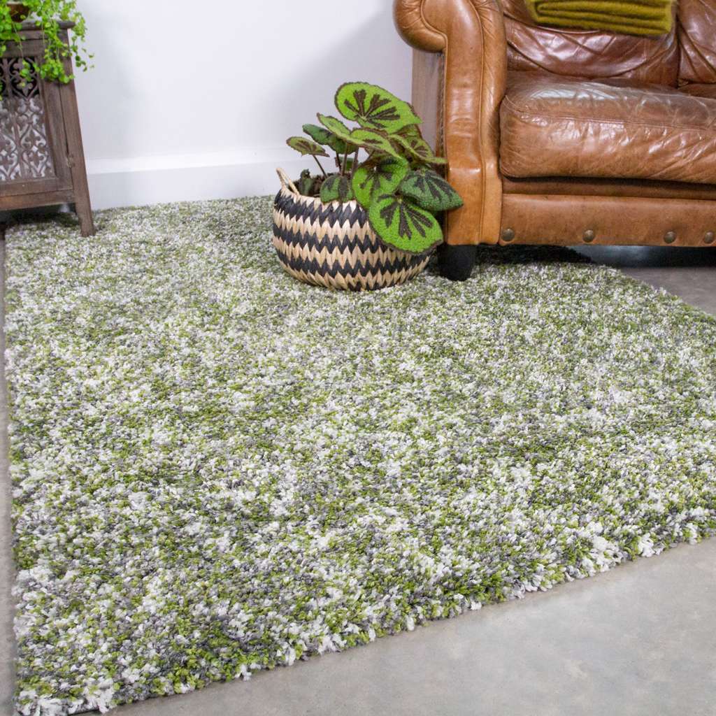 Mottled Dark Green Shaggy Rug for Living Room - Image 2