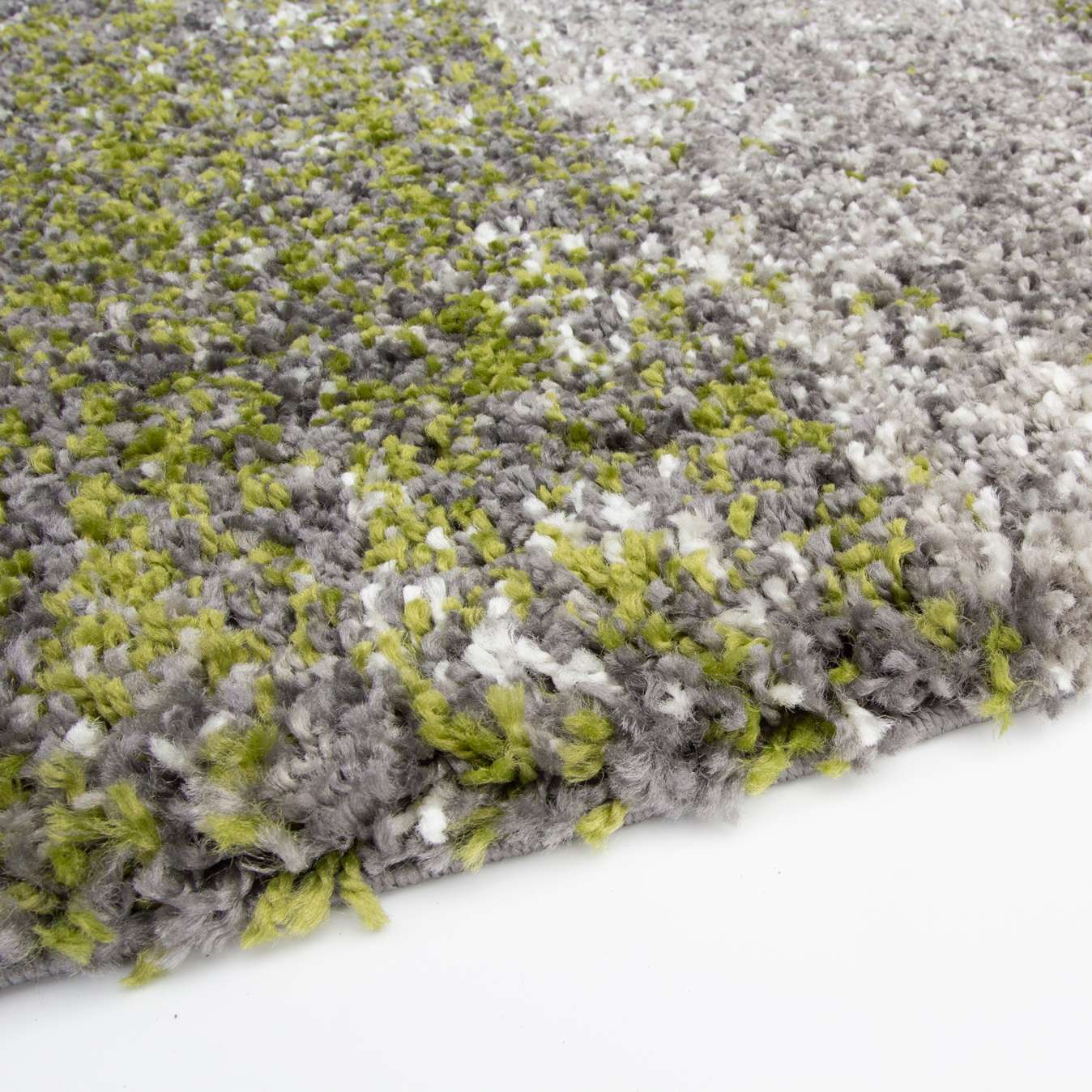 Mottled Stripe Dark Green Shaggy Rug - Image 4