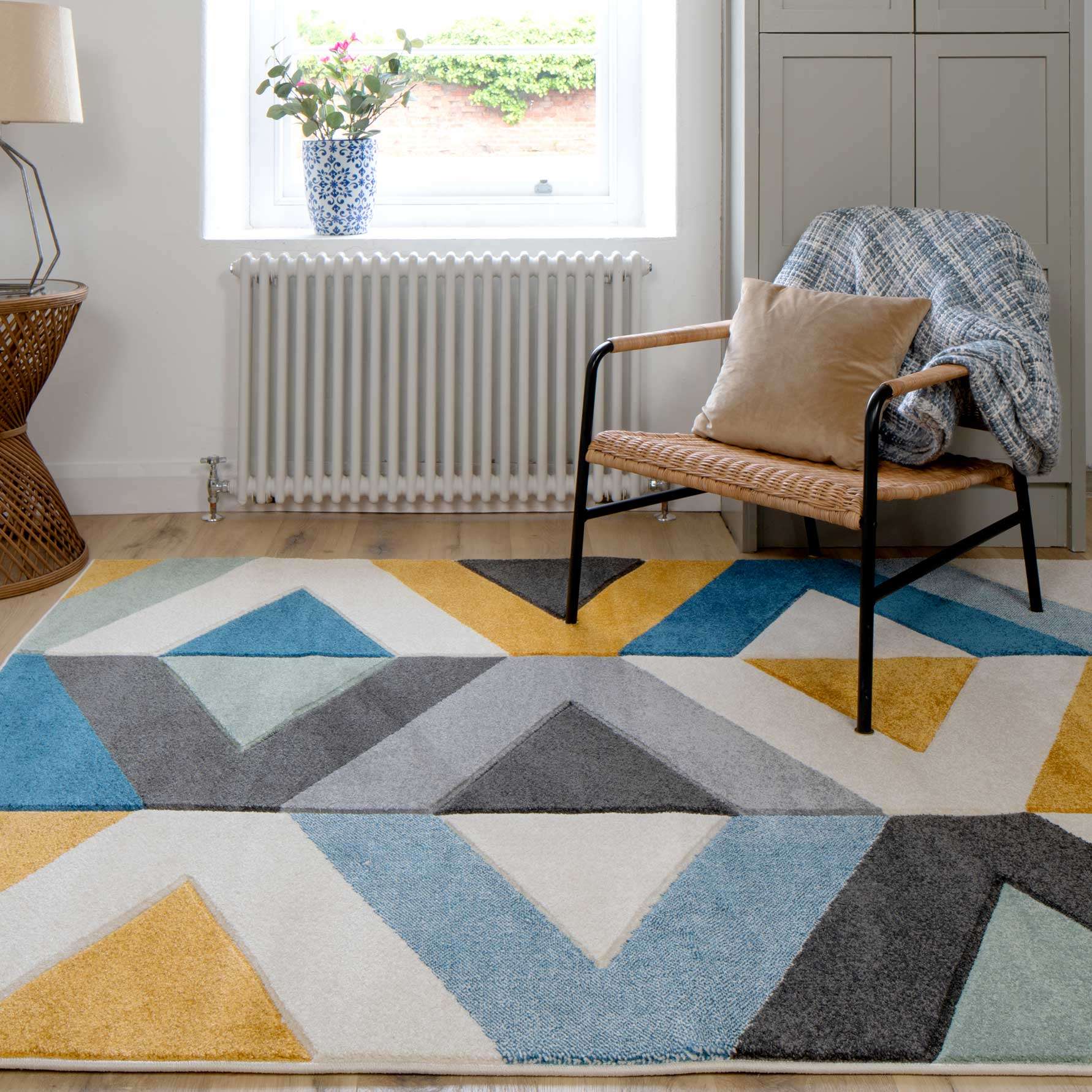 Multicolour Woven Geometric Area Rug - Angora - Image 3