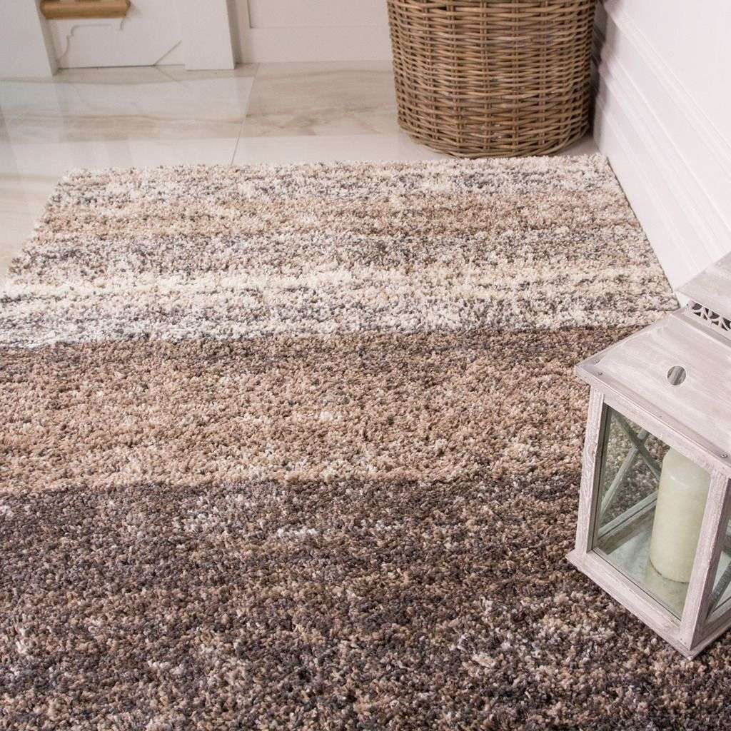 Natural Stripe Shaggy Rug for Living Room - Image 2