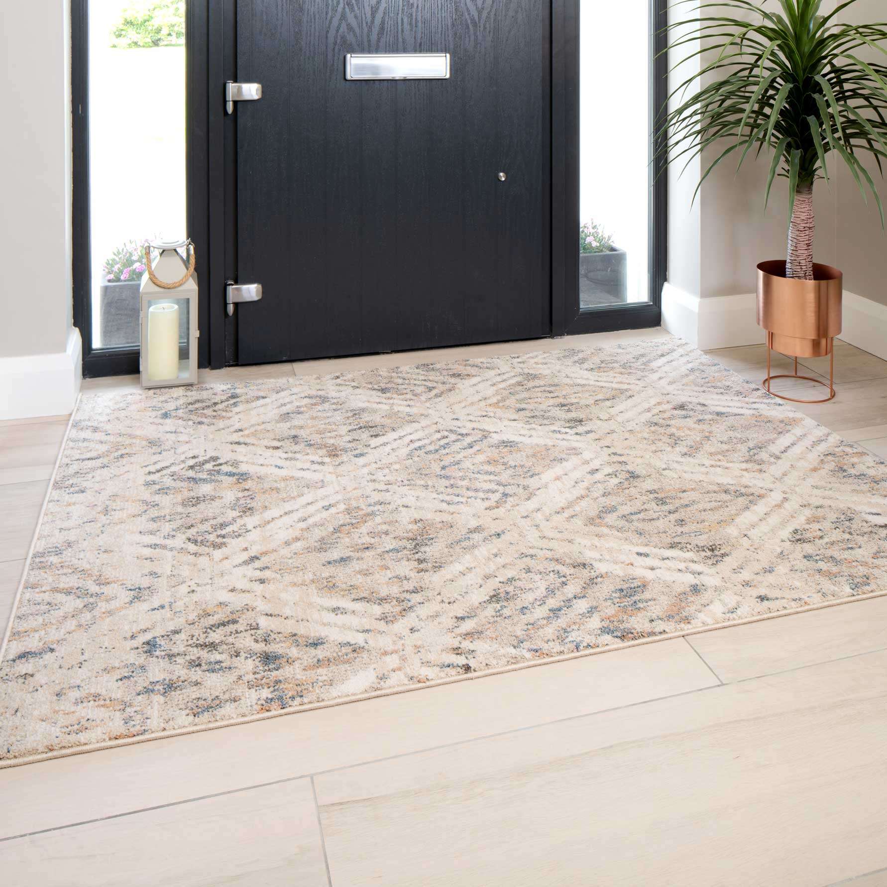 Natural Toned Diamond Living Room Rug - Warner - Image 4