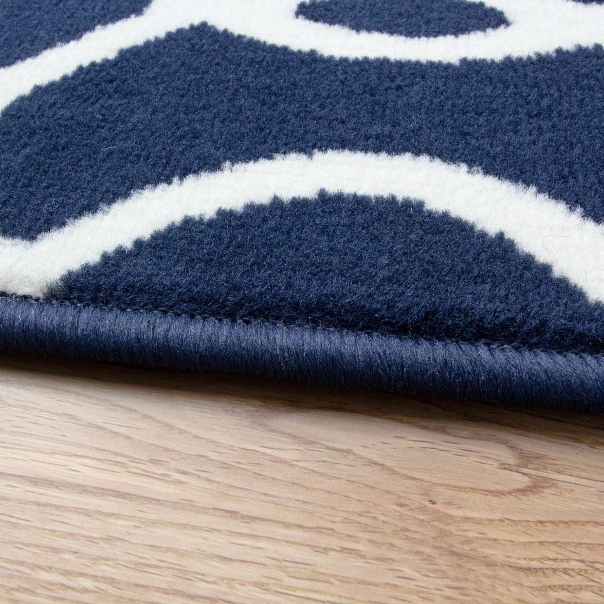 Navy Blue Modern Trellis Bedroom Rug - Image 5