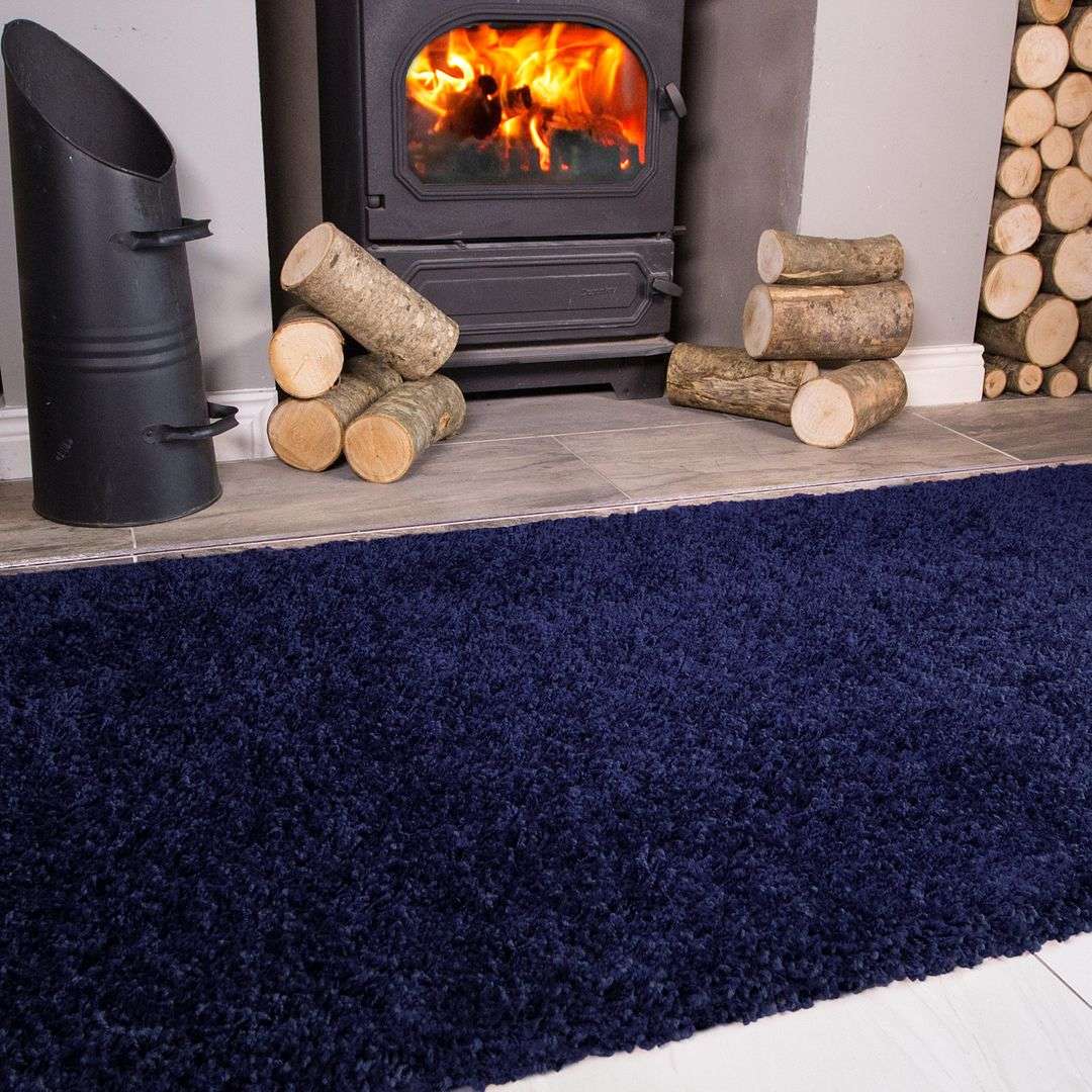 Navy Blue Shaggy Area Rug - Image 3