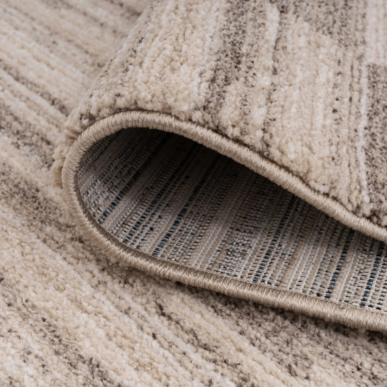 Neutral Beige Linear Stair Carpet - Image 6