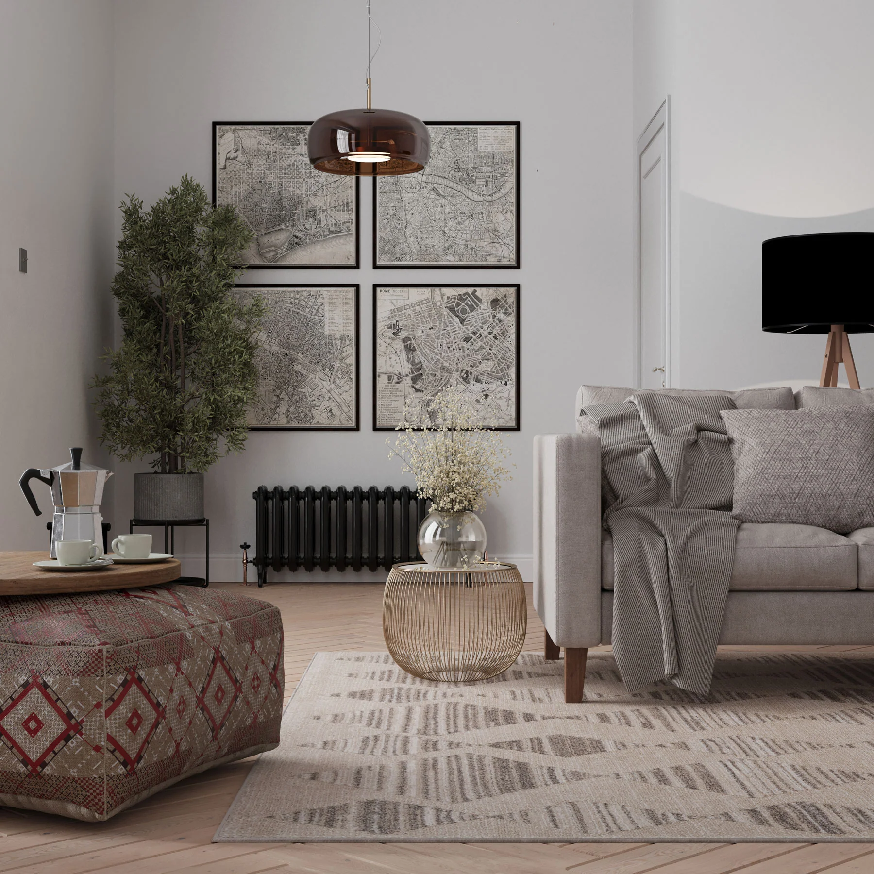 Neutral Diamond Pattern Area Rug - Lucas - Image 2