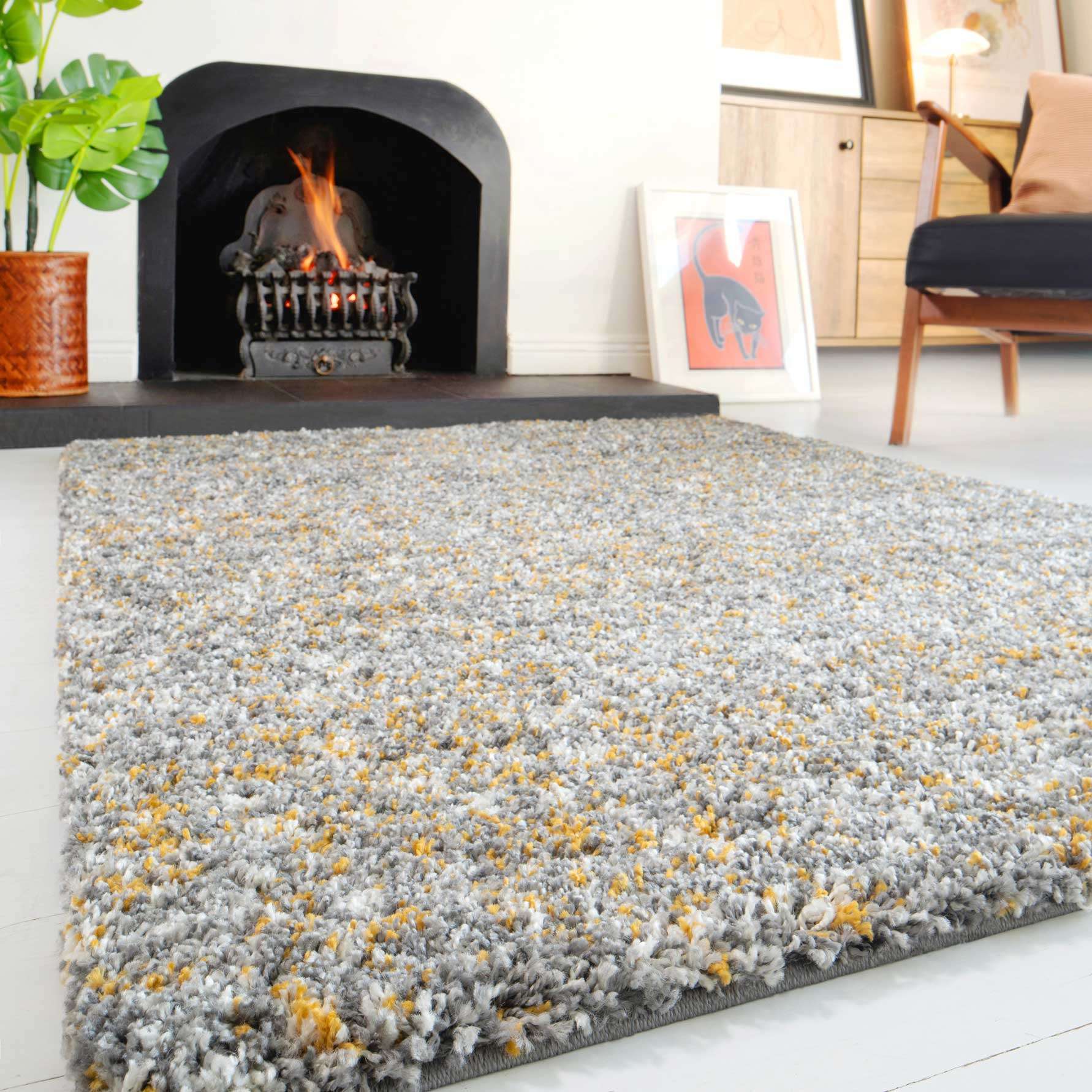 Ochre Luxurious Shaggy Living Room Rug - Image 2