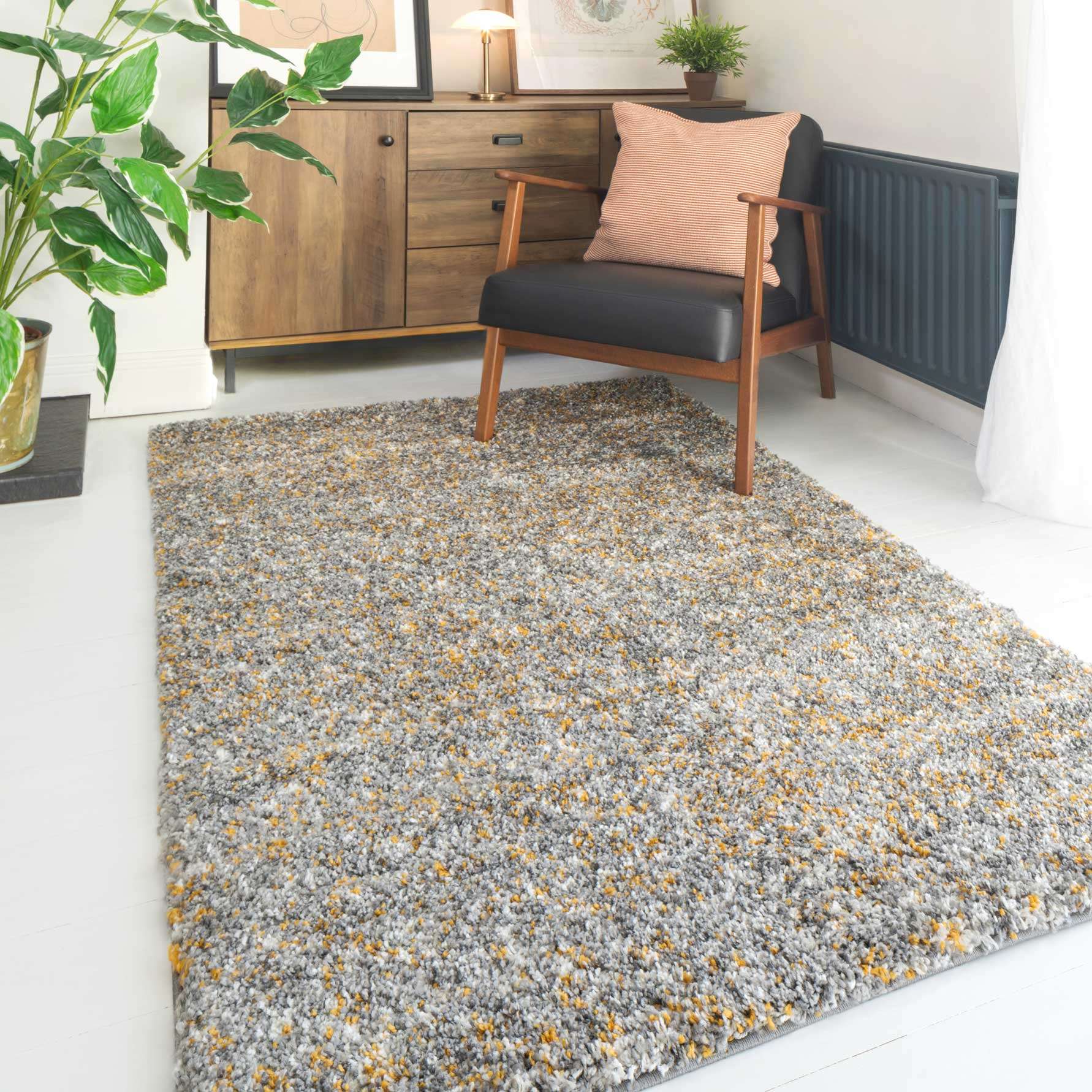 Ochre Luxurious Shaggy Living Room Rug - Image 3