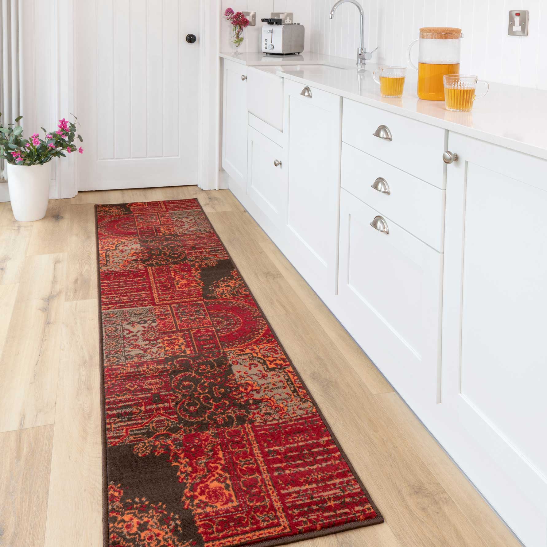 Patchwork Wine Living Room Rug - Image 9