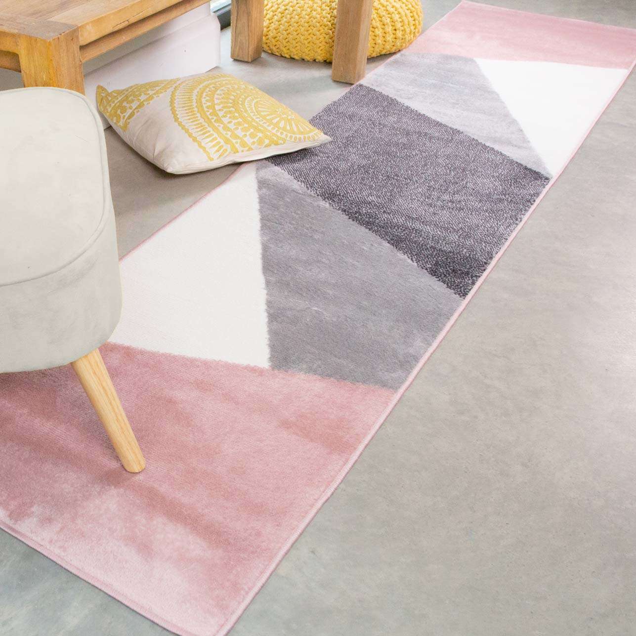 Pink Abstract Geometric Living Room Rug - Moderno - Image 5