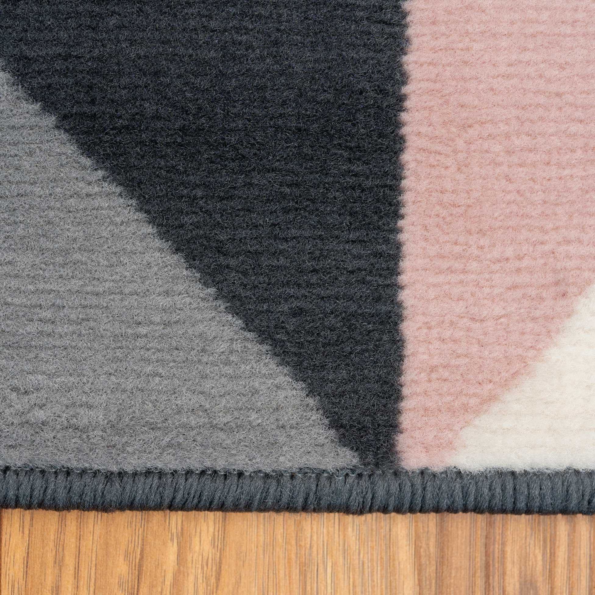 Pink Grey Diamond Geometric Living Room Rug - Image 4