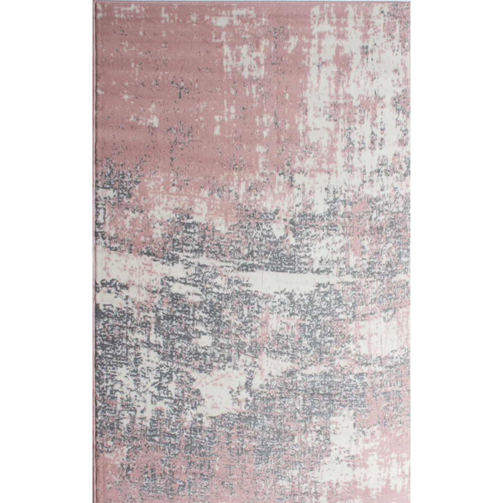 Pink Grey Distressed Worn Look Living Room Rug - Milan - Image 8