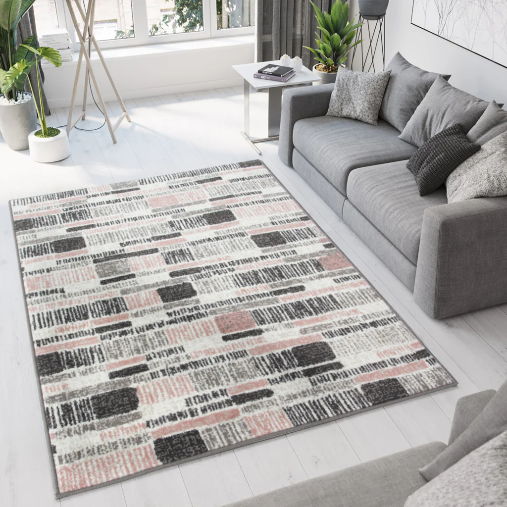 Pink Grey Modern Area Rug - Image 2