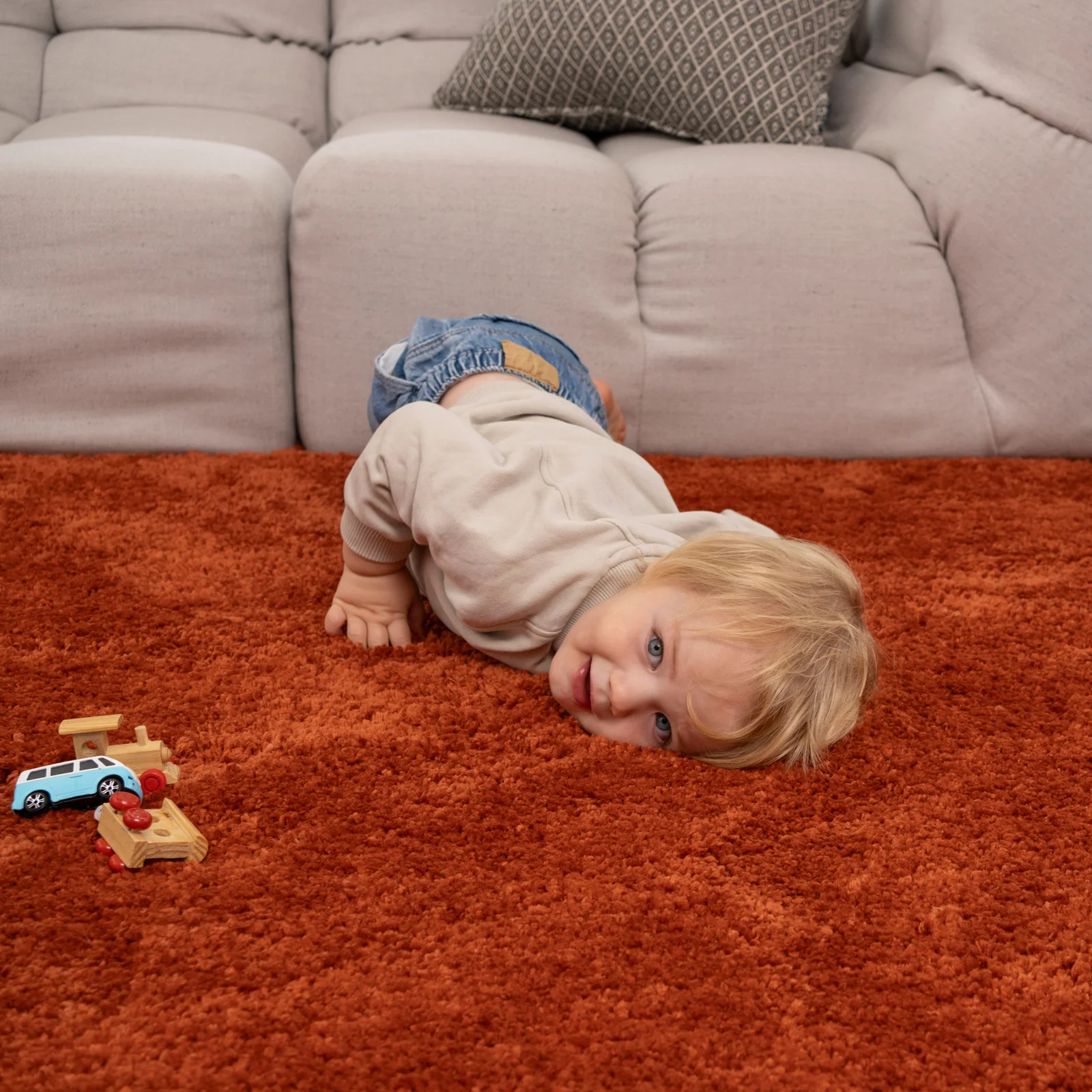 Premium Washable Terracotta Shaggy Rug - Image 4