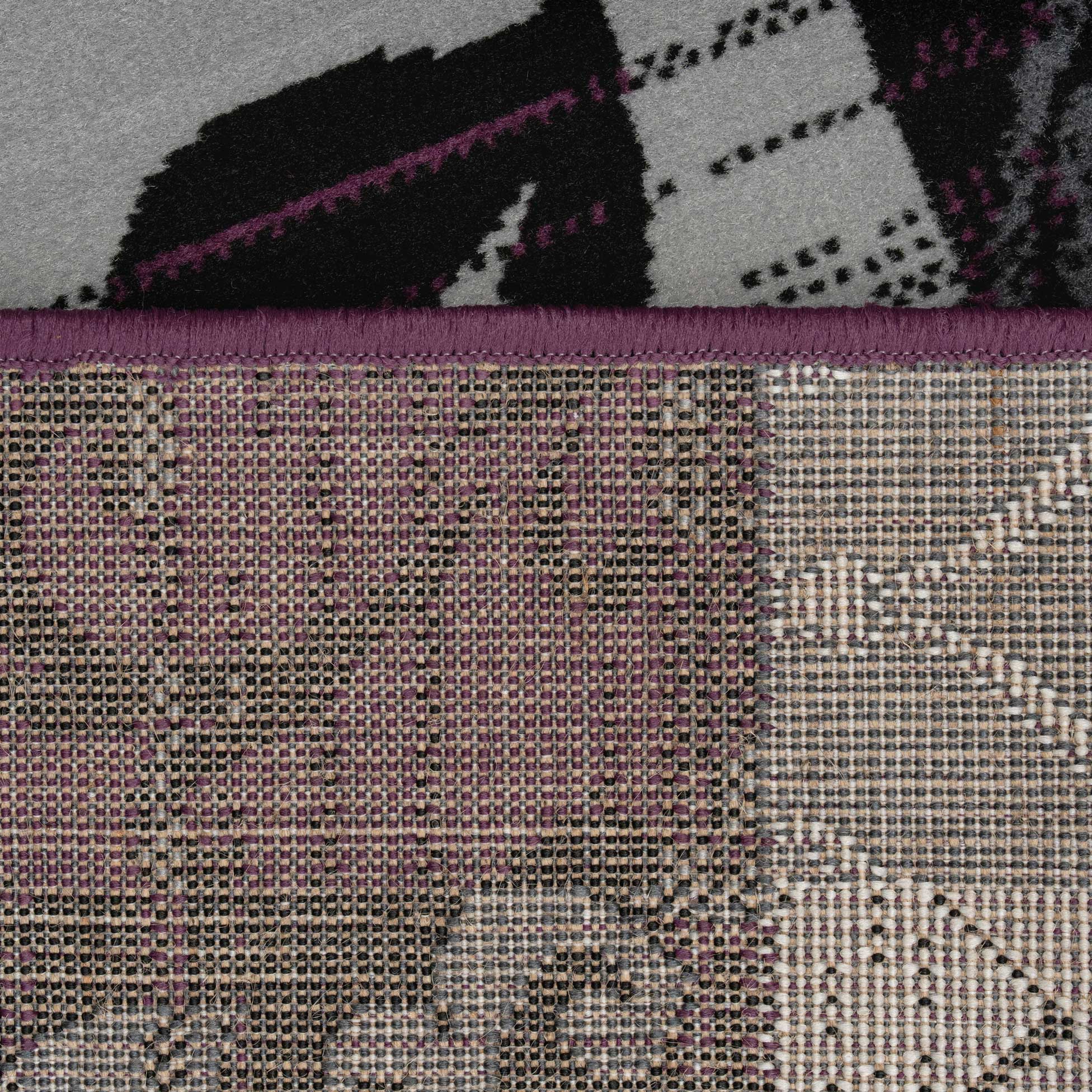 Purple Grey Modern Patchwork Bedroom Rugs - Image 5