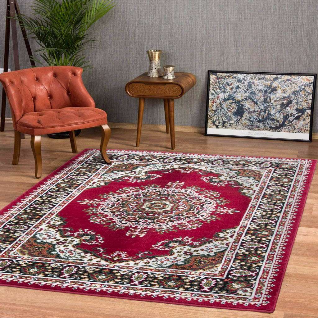 Red Traditional Medallion Living Room Rug - Image 2